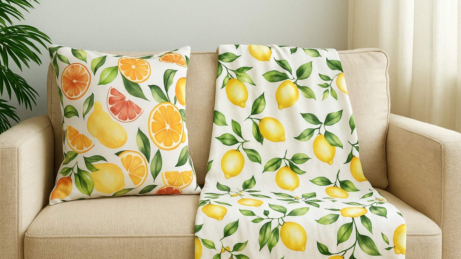 Citrus Themed Home Decor – Cozy Summer Blanket & Fruit Pillow Ideas
