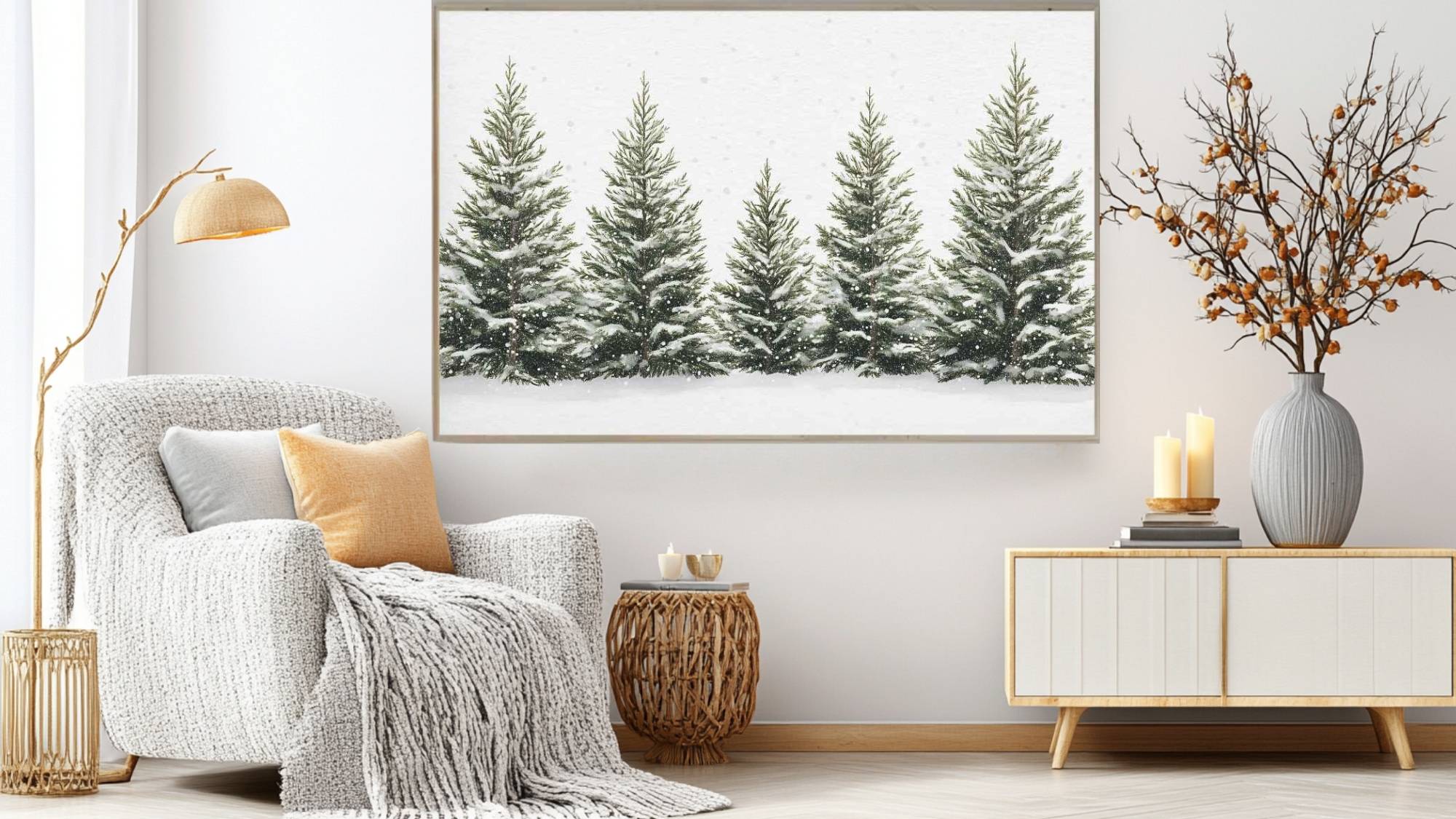 Mindful Living: The Serenity of Winter with Whispering Pines Wall Art