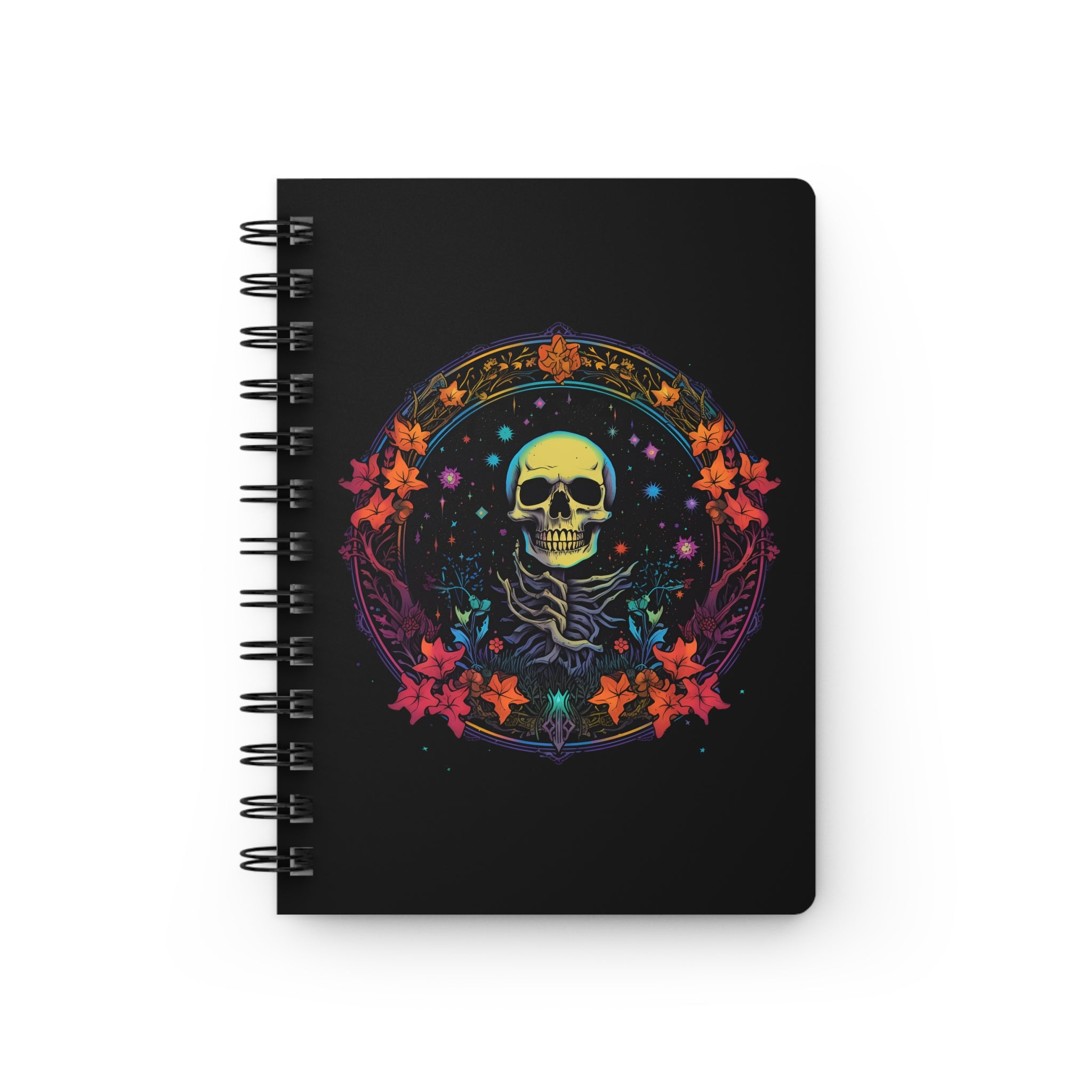 Midwest Gothic Floral Skull Lined Notebook, Spiral Lined 5 x 7 inch