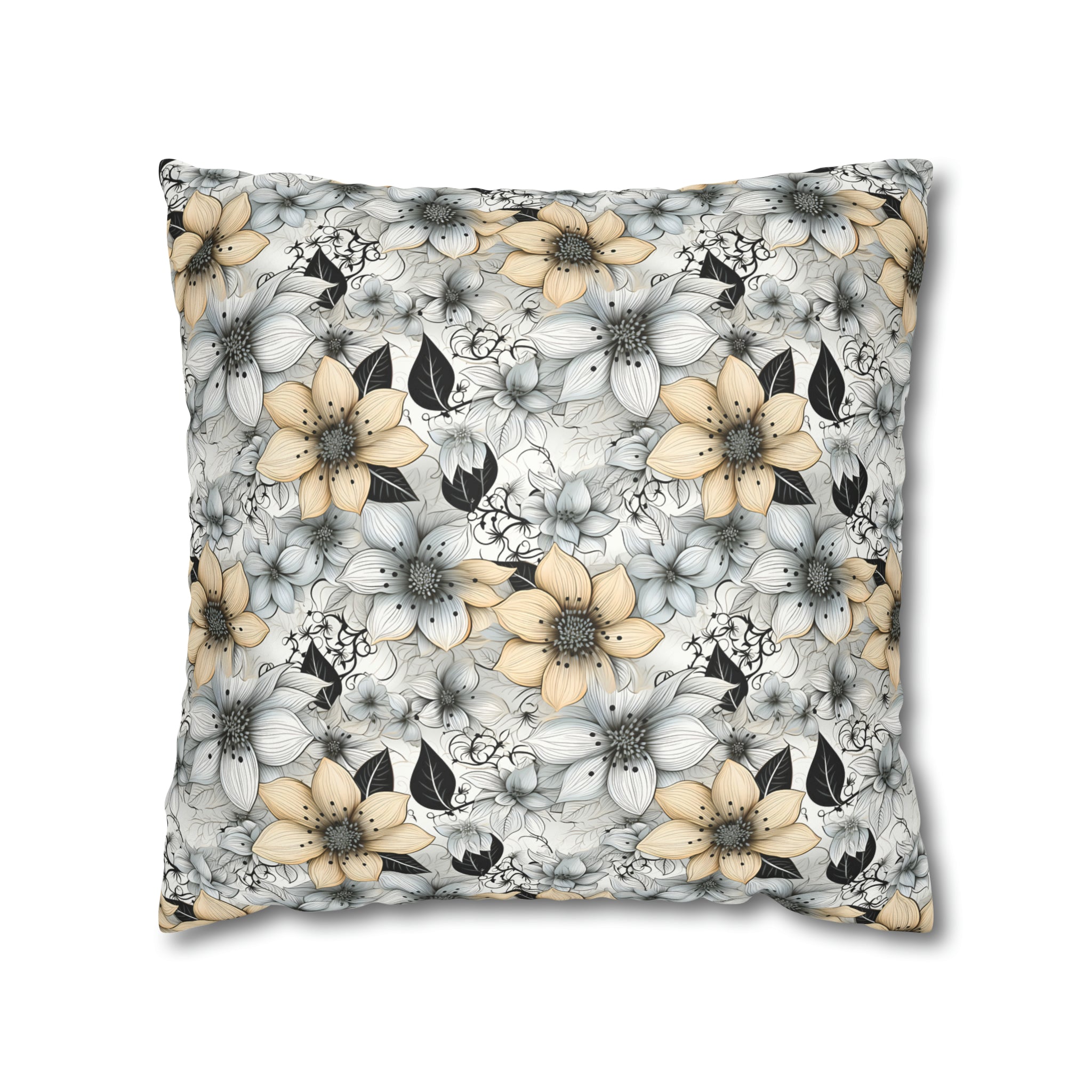 Delicate Petal Floral Faux Suede Pillow or Pillow Cover