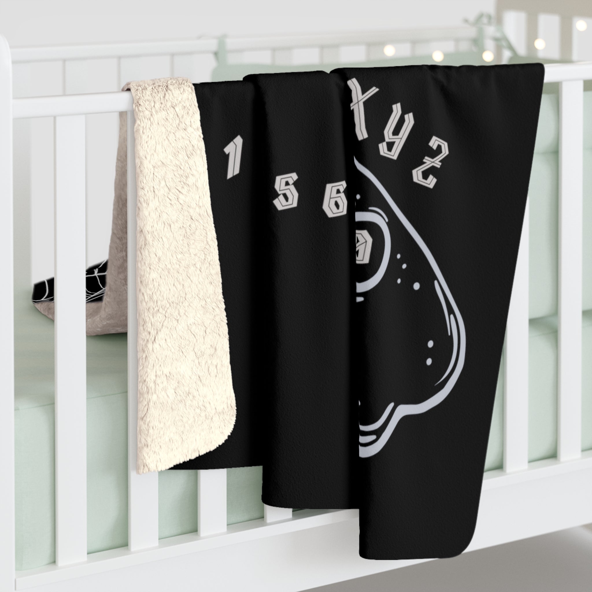 Black Ouija Board Throw Blanket, Sherpa or Velveteen - Durazza