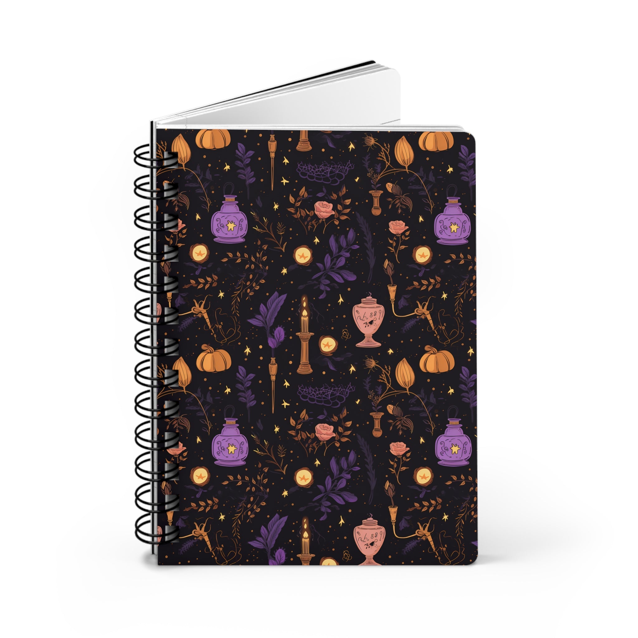 Witching Lanterns Spiral Notebook, Witchy Spiral Lined 5 x 7 inch