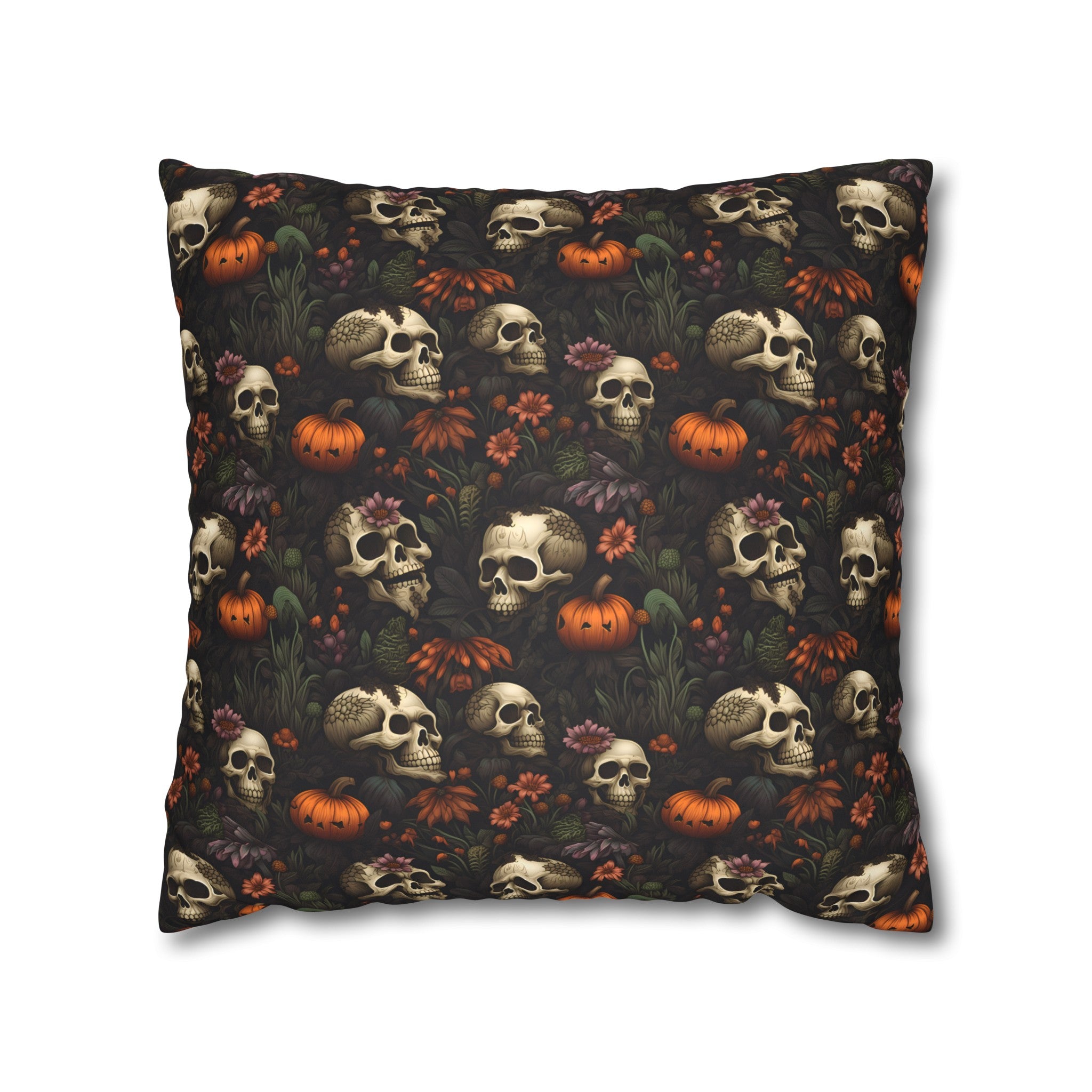 Gothic Skull Throw Pillow – Dark Autumn | Dead Harvest