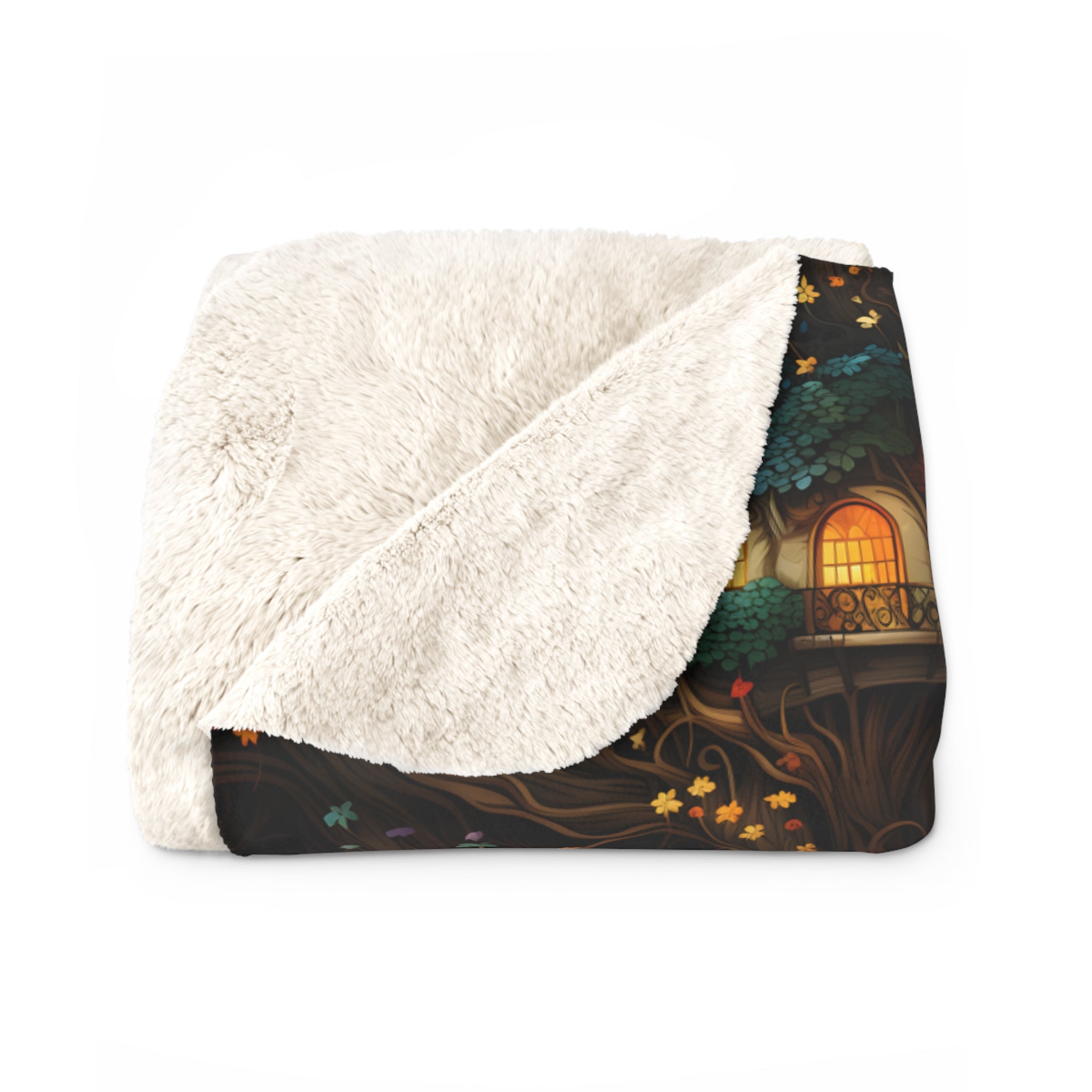 Pixie Fairy Hideaway Sherpa or Velveteen Blanket: Fairytale Throw