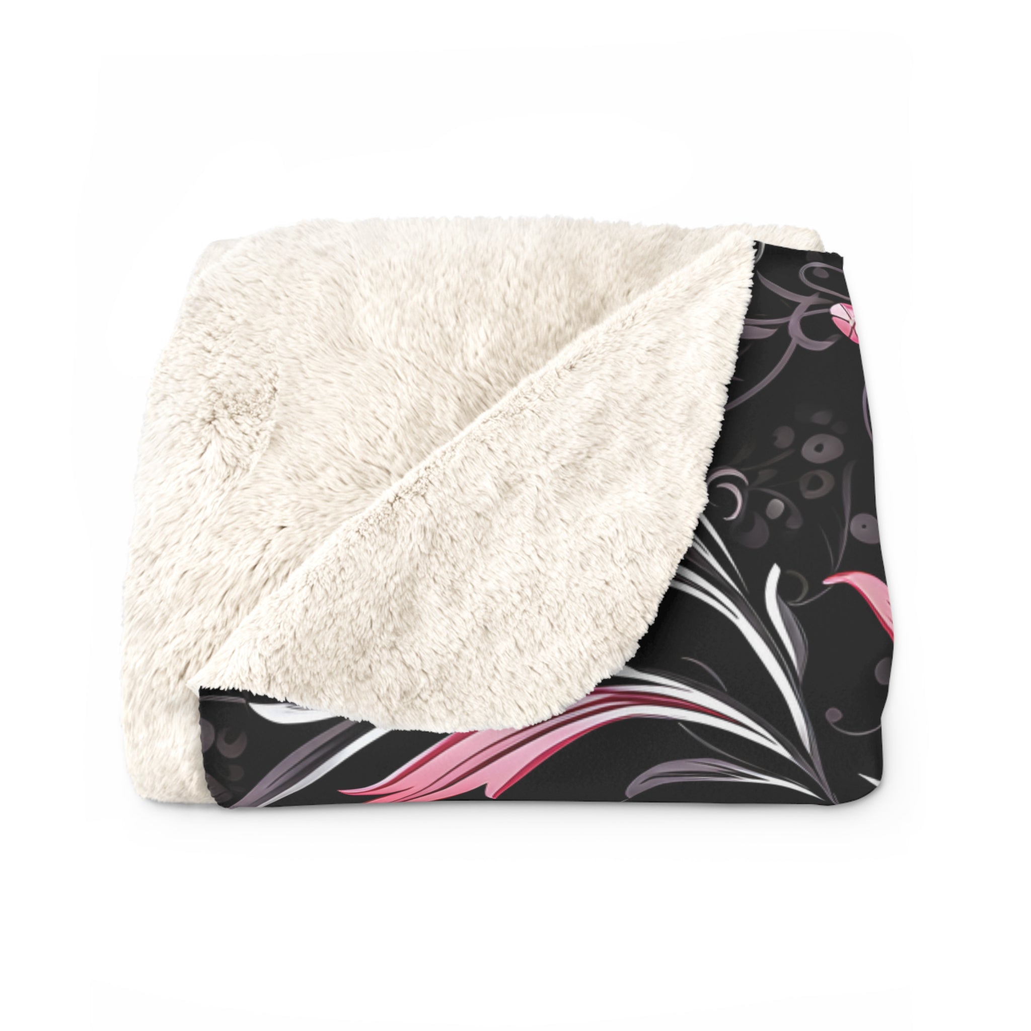 Dark Floral Throw Blanket, Romantic Decor | Pink Blossoms