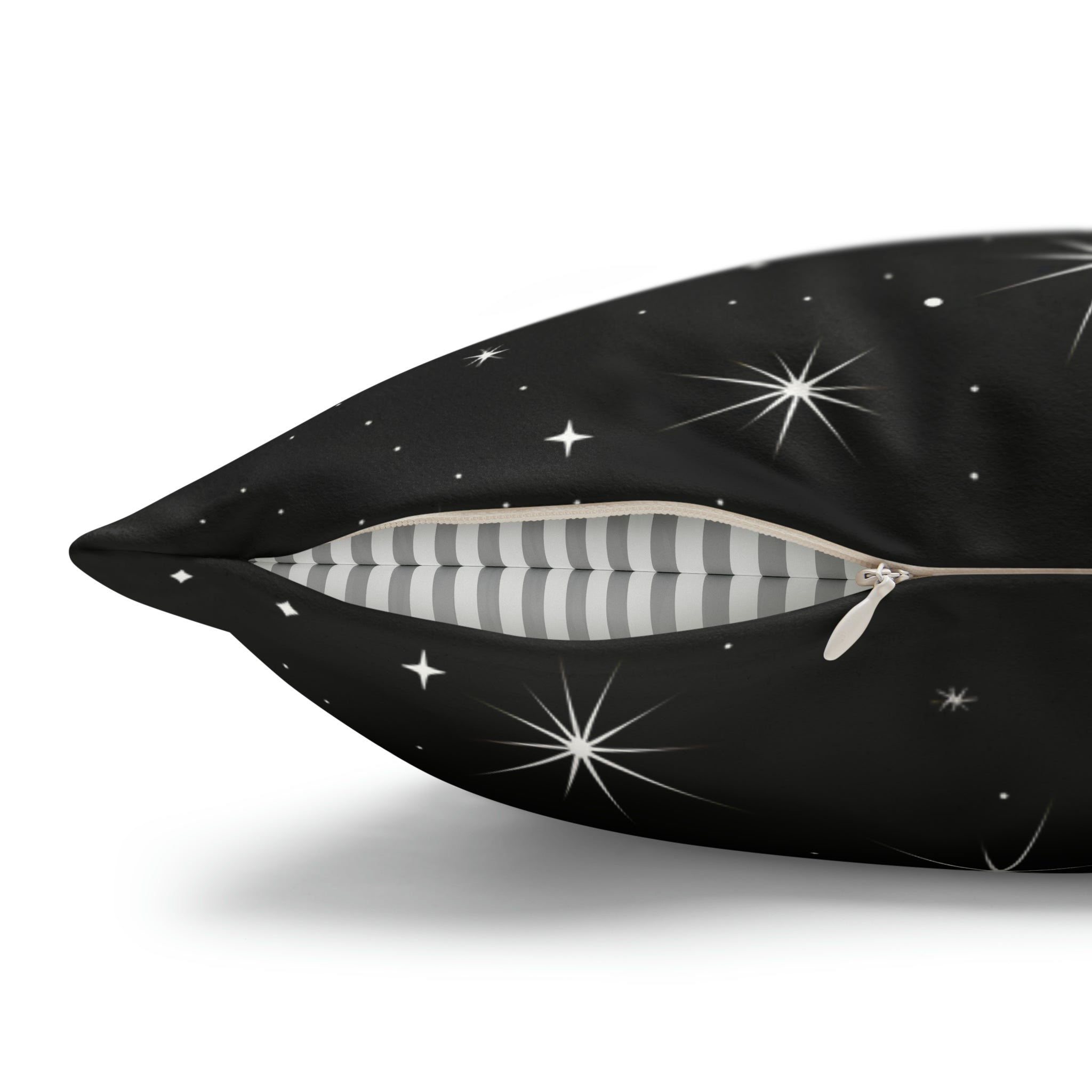 Black Celestial Pillow with White Stars | Starry Night Sky