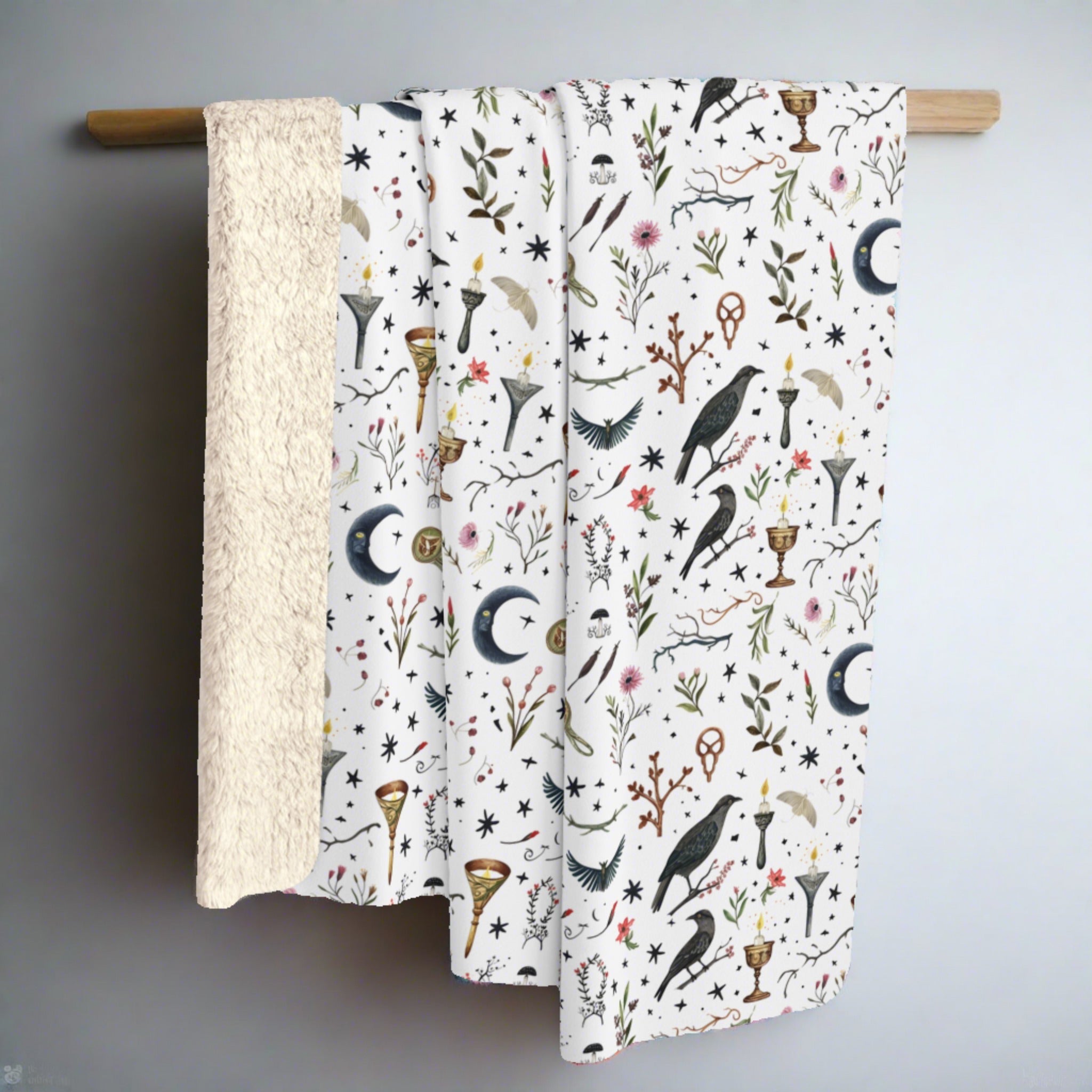 Witchy Blanket – Moon Raven Decor | Mystical Witchy Charms