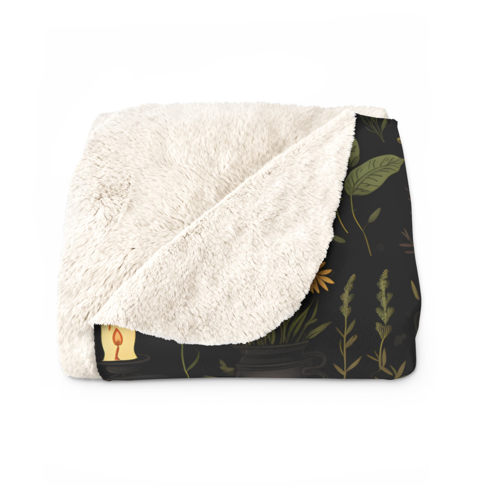 Green Witch Blanket: Sherpa or Velveteen | Herbal Grimoire