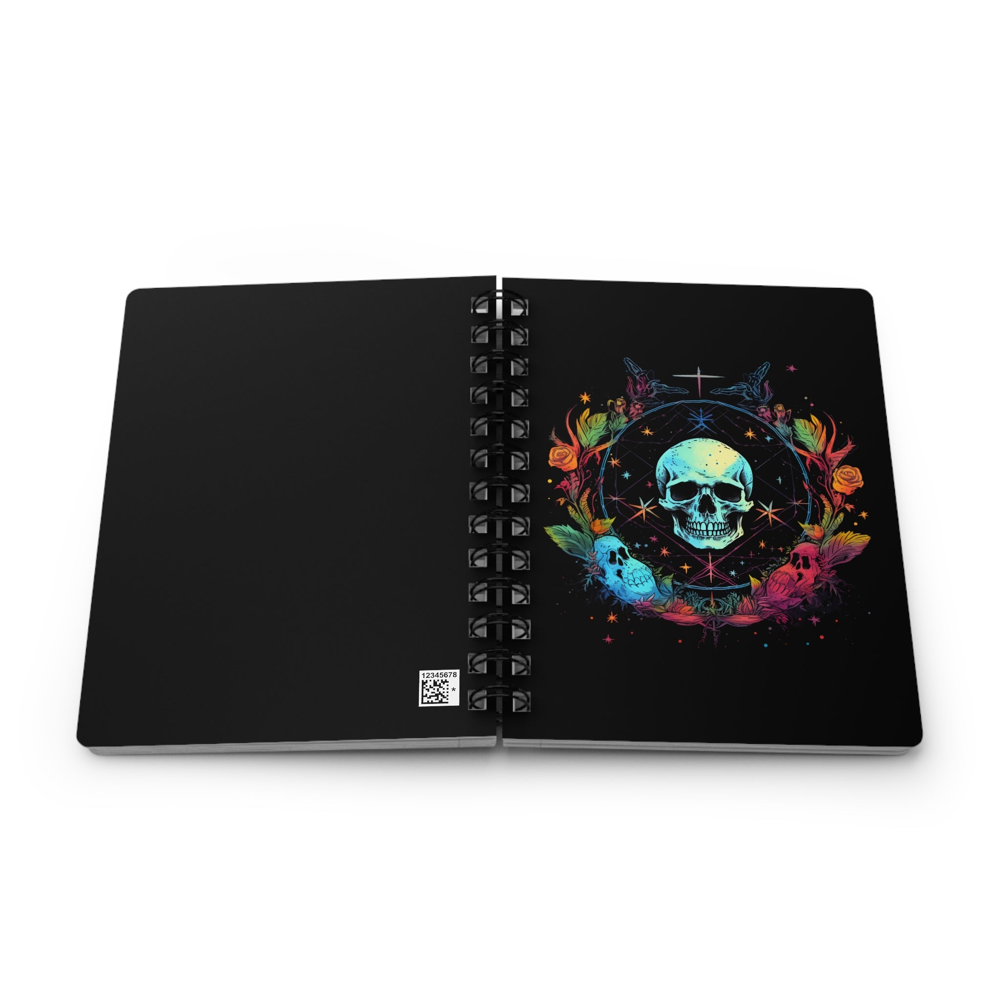 Wizardcore Floral Skull Lined Notebook, Spiral Lined 5 x 7 inch