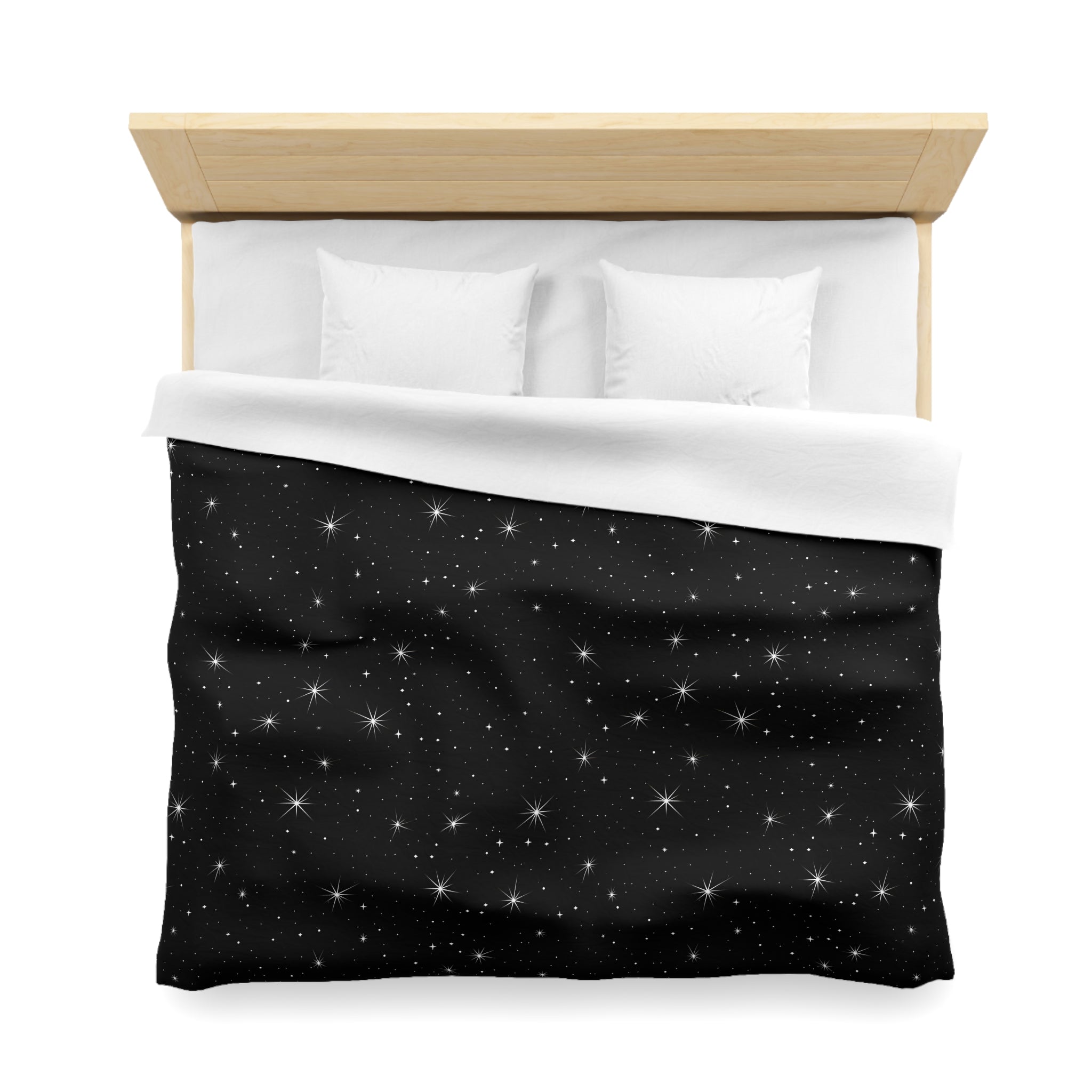 Starry Night Sky Duvet Cover: Black Microfiber