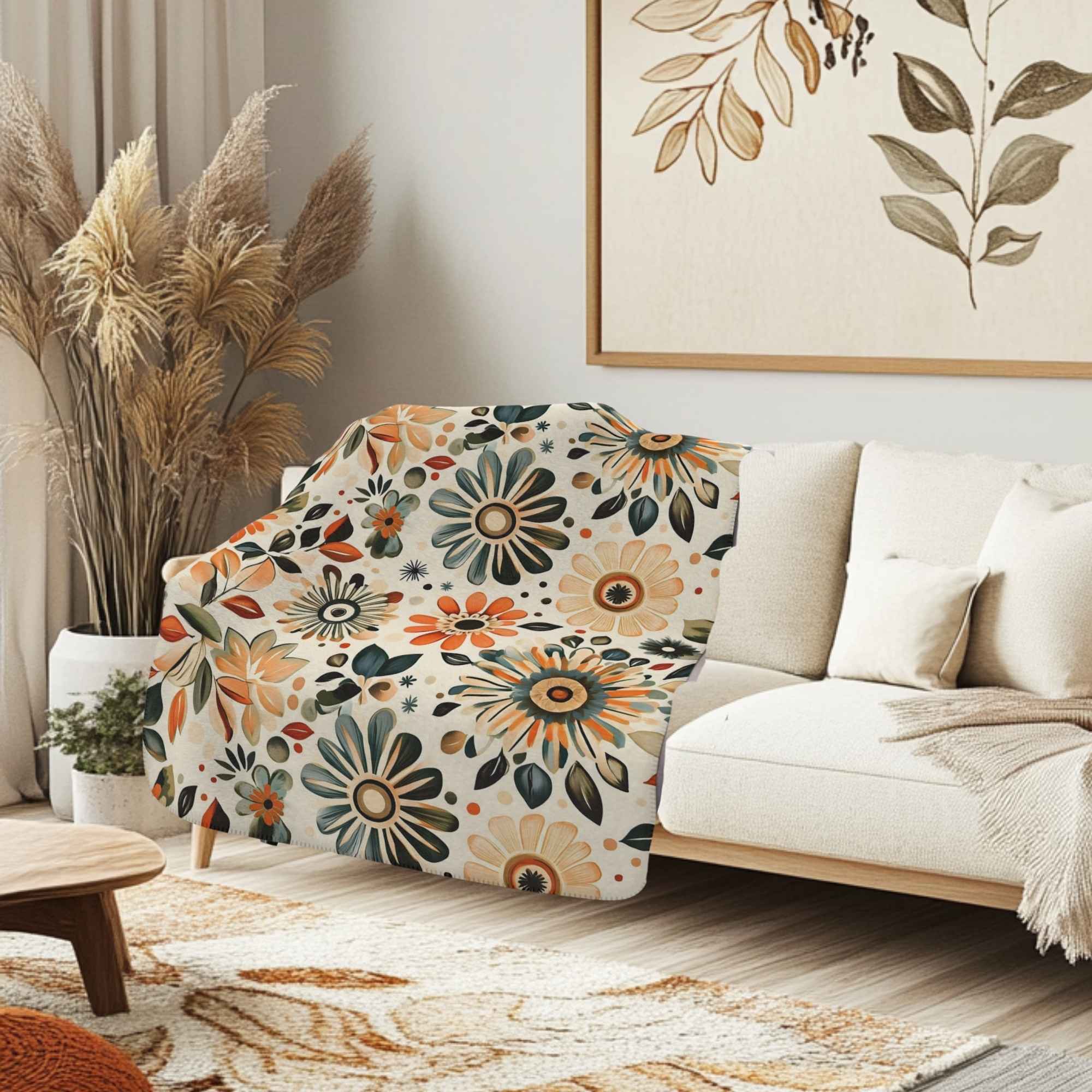 Floral Bohemian Throw Blanket – Warm Earthy Decor | Soul Bloom