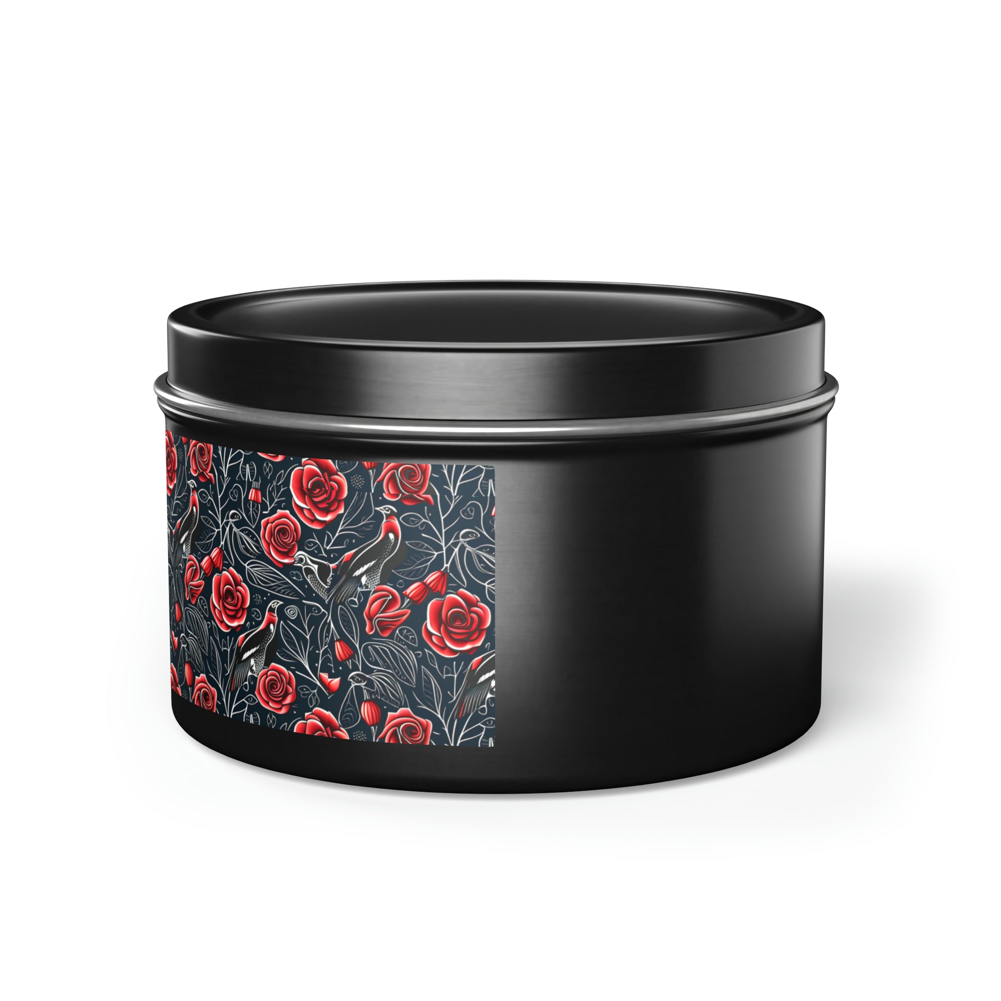 Raven Red Rose Soy Candle in Gothic Black Tin