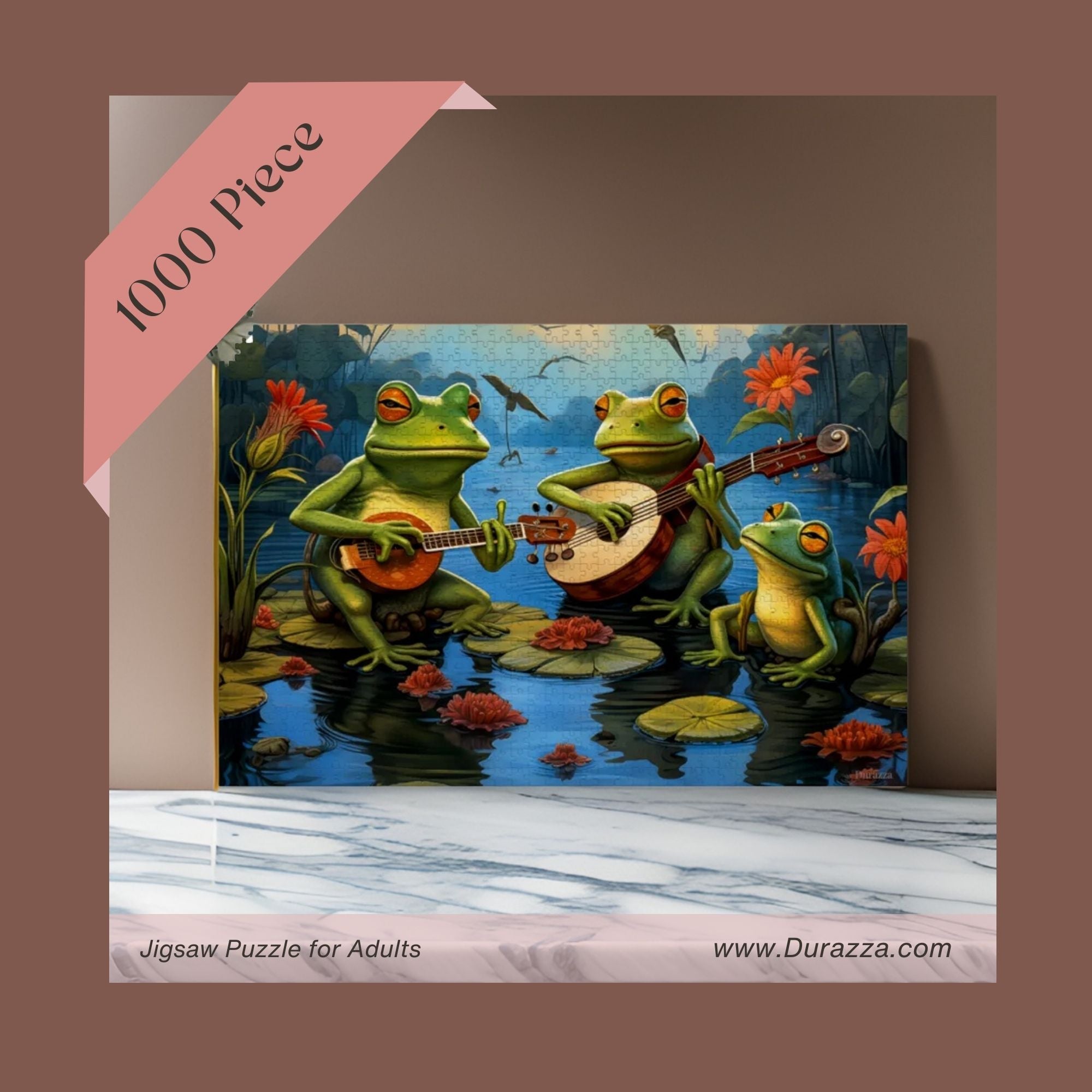 Musical Frogs Wooden Jigsaw Puzzle 500 or 1000 pieces