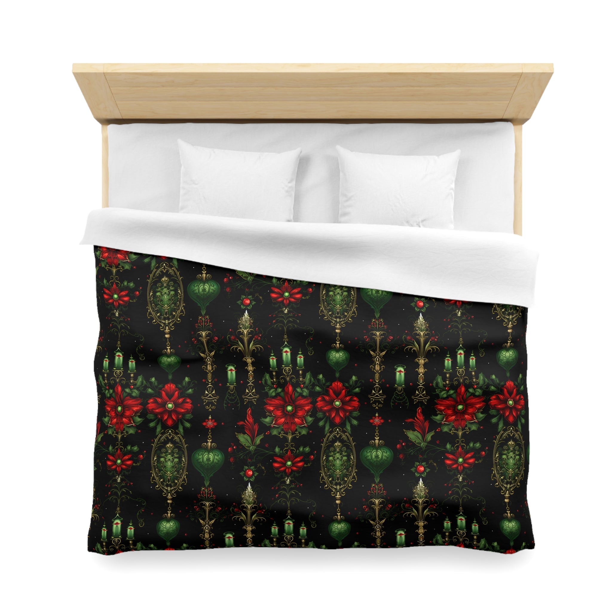 Dark Gothic Poinsettia Duvet Cover, Microfiber