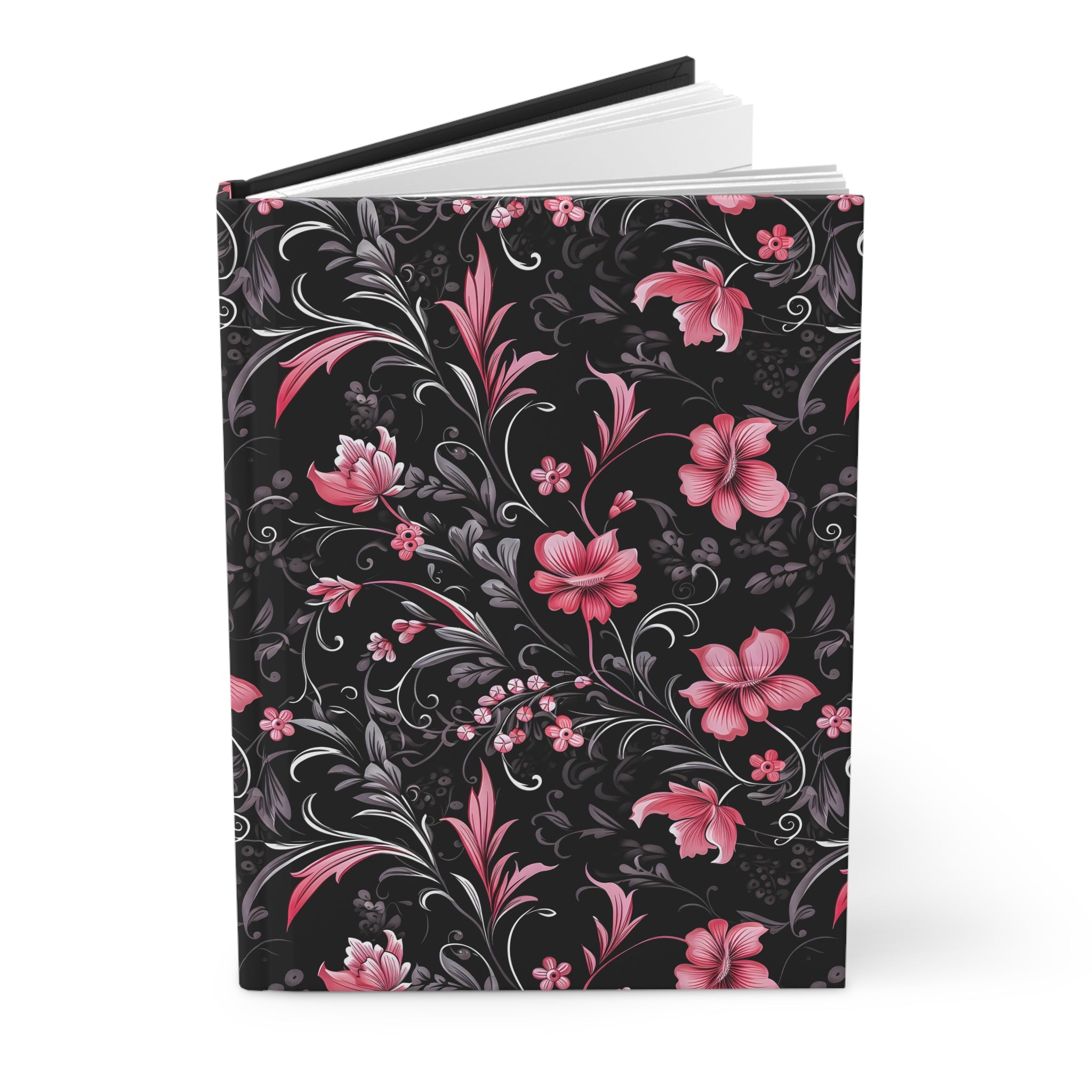 Pink Blossoms of Darkness Hardcover Notebook, 8 x 6 inch