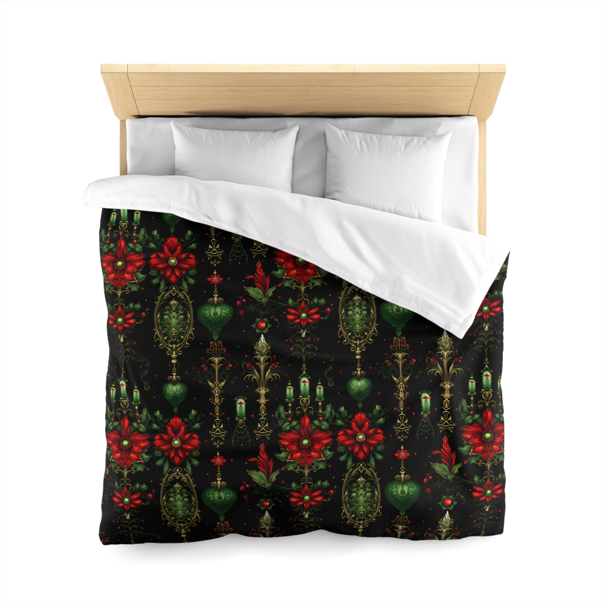 Dark Gothic Poinsettia Duvet Cover, Microfiber