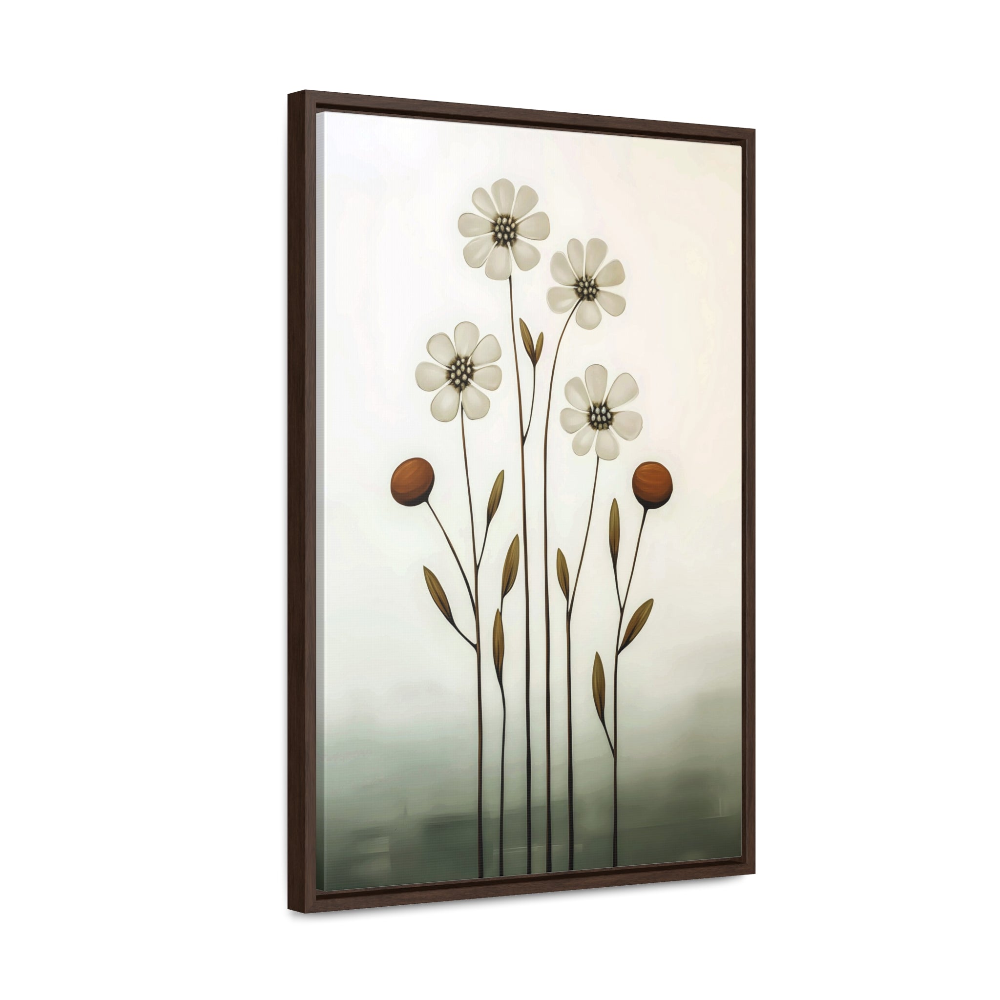 Placid White Flowers Canvas Print: Minimalist Art