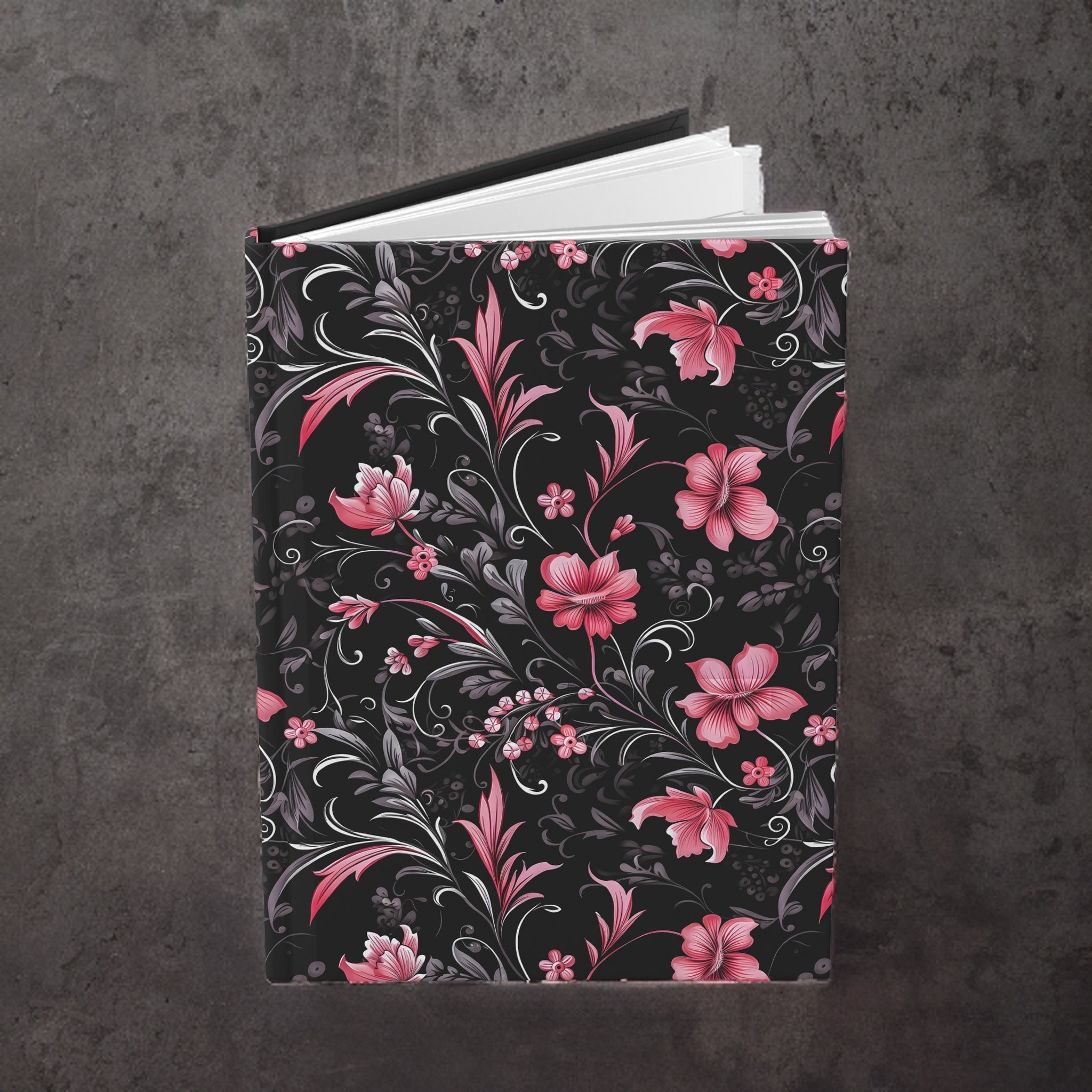 Pink Blossoms of Darkness Hardcover Notebook, 8 x 6 inch
