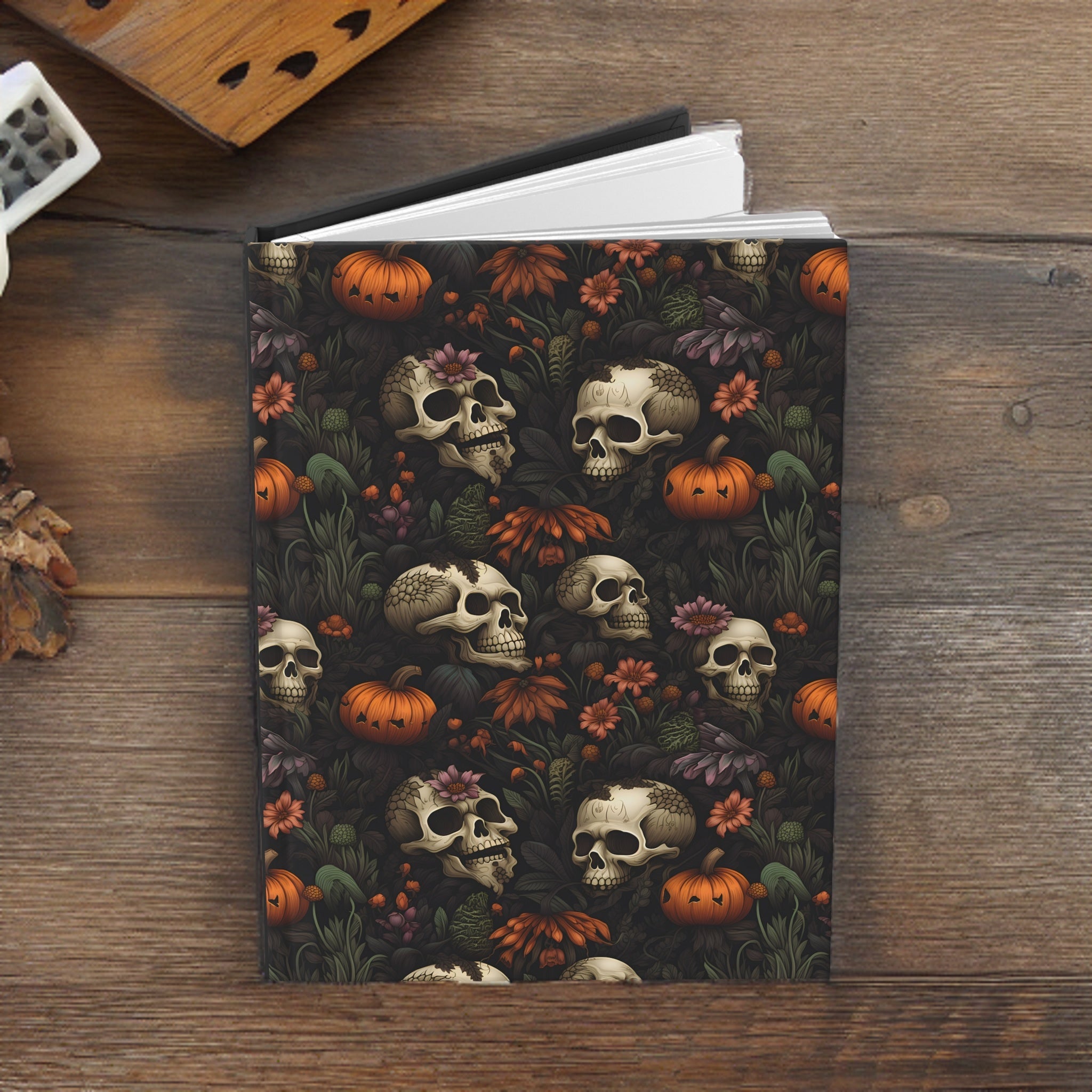 Dead Harvest Skulls: Haunted Garden Lined Journal, 8"x6" Hardcover