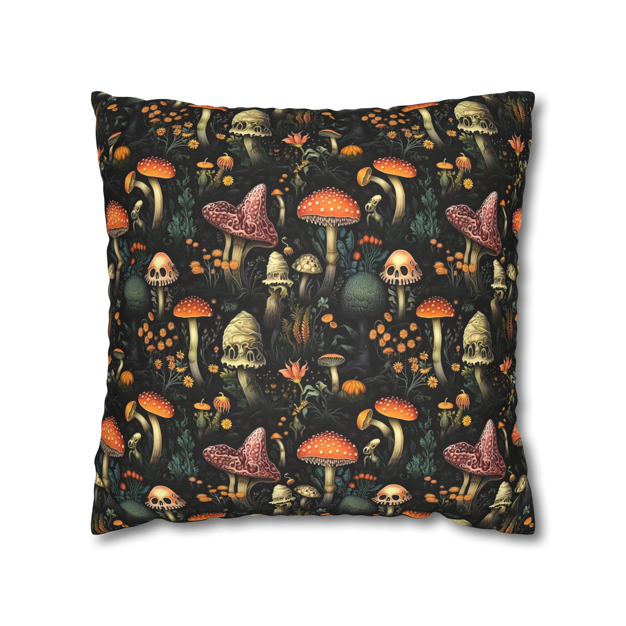 Dark Dweller Mushroom Faux Suede Pillow or Pillow Cover