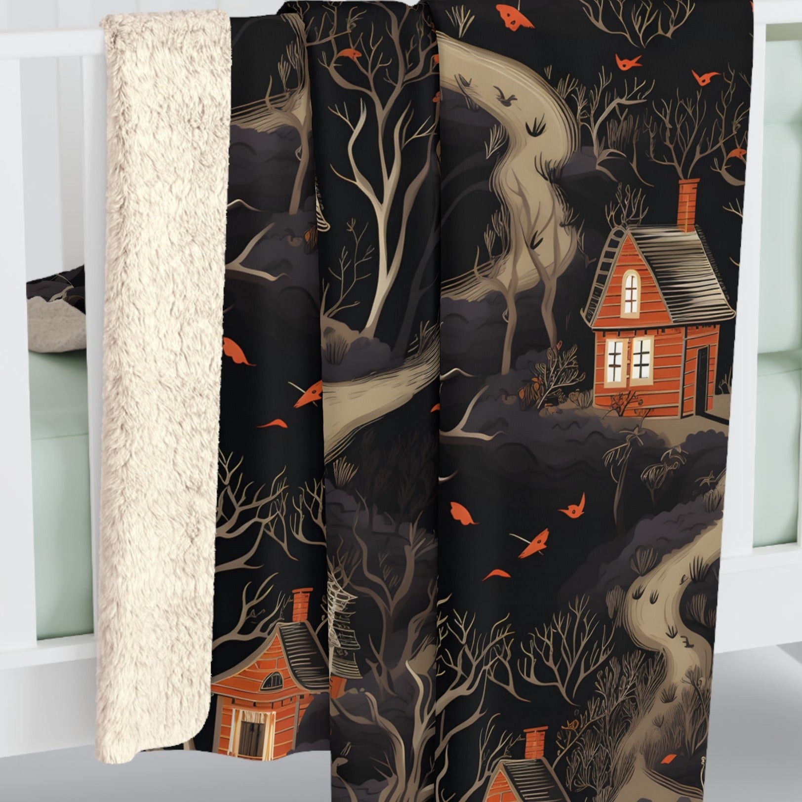 Witches Woodland Throw Blanket in Sherpa or Velveteen Plush