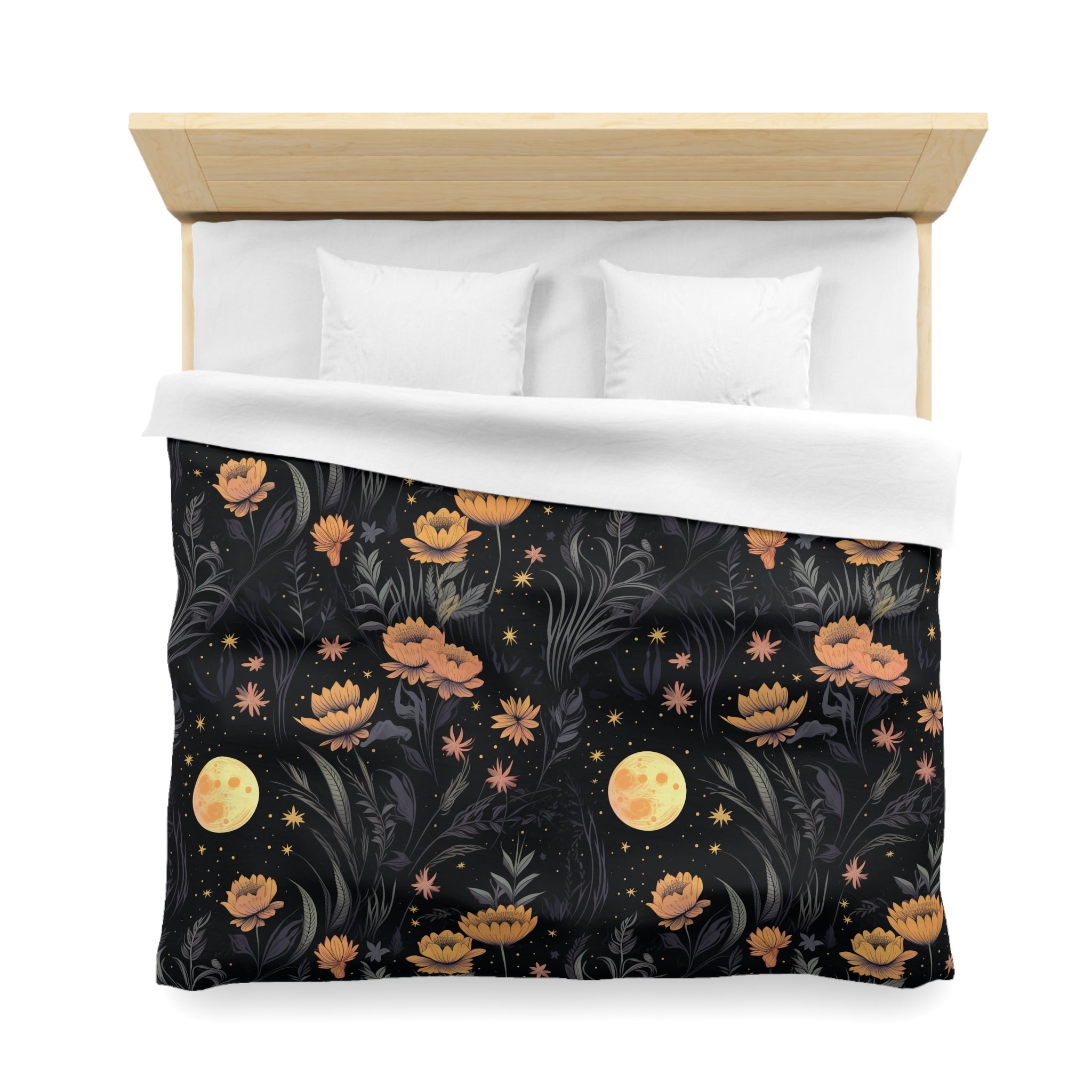 Garden of Shadows Floral Duvet Cover Set with Pillow Shams, Microfiber