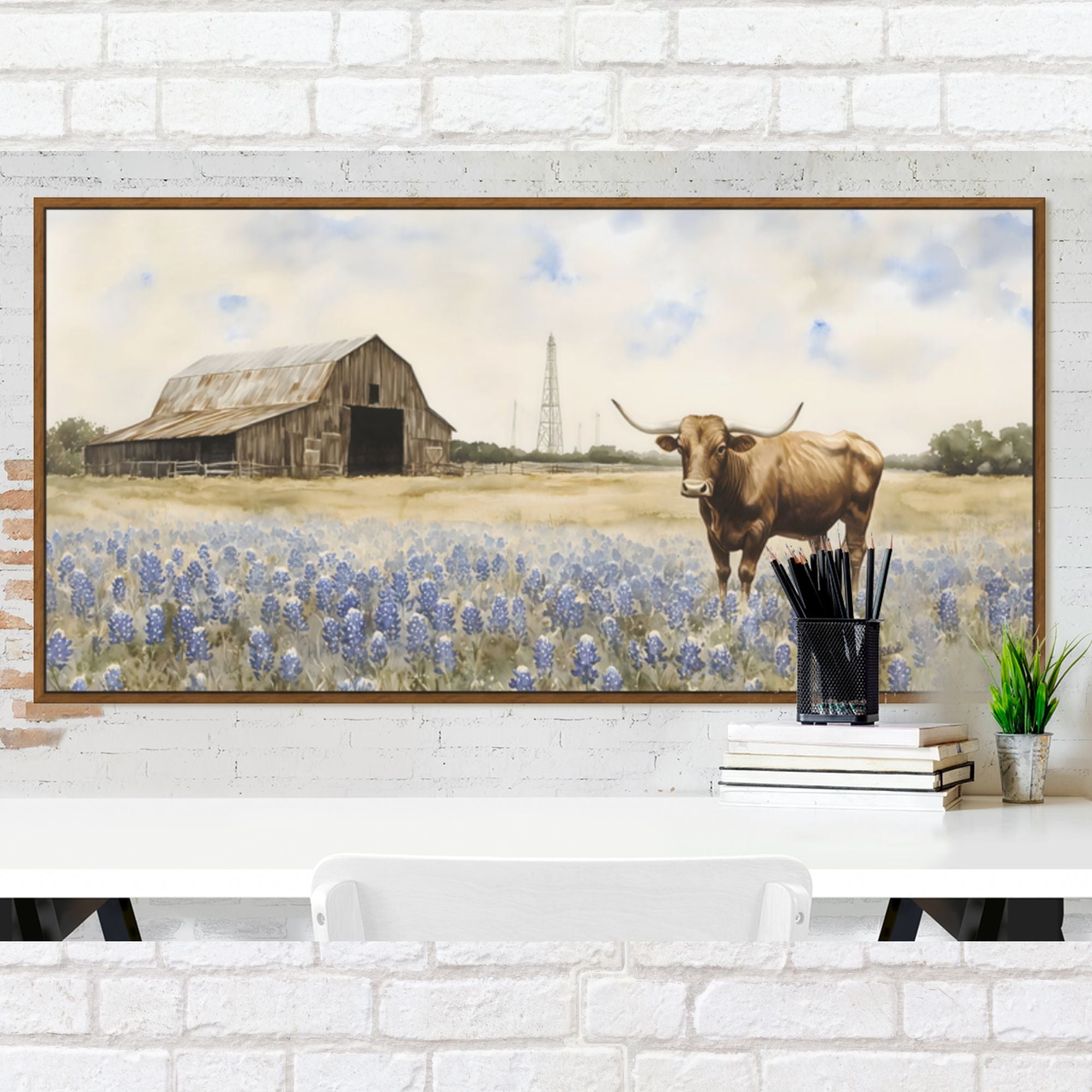 A Touch of Texas Wall Art: Longhorns & Bluebonnets