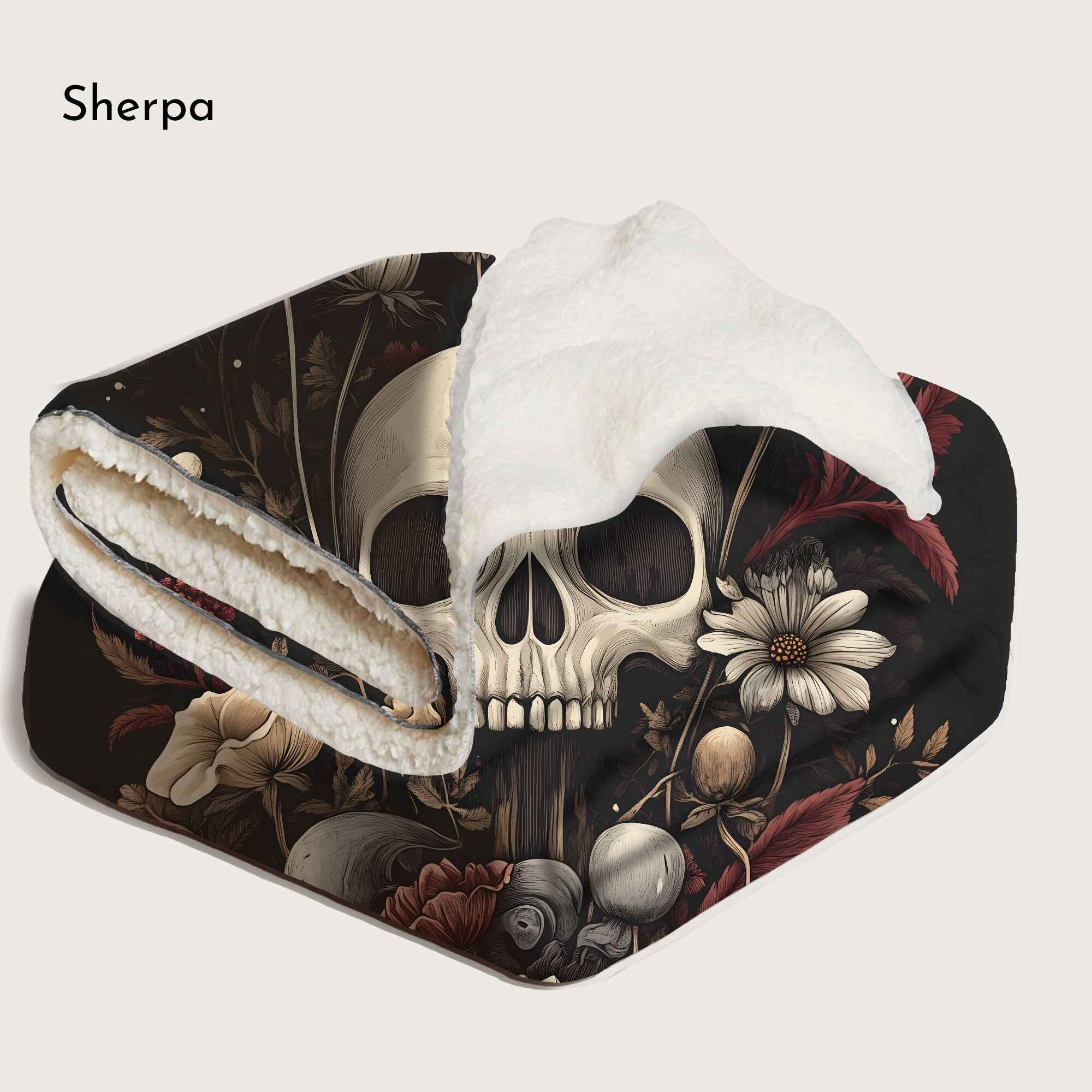 Botanical Throw Blanket: Gothic Horror | Blooming Skull