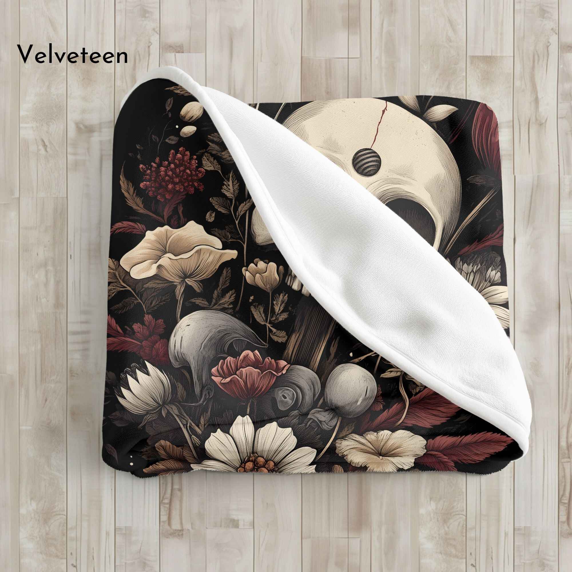 Botanical Throw Blanket: Gothic Horror | Blooming Skull