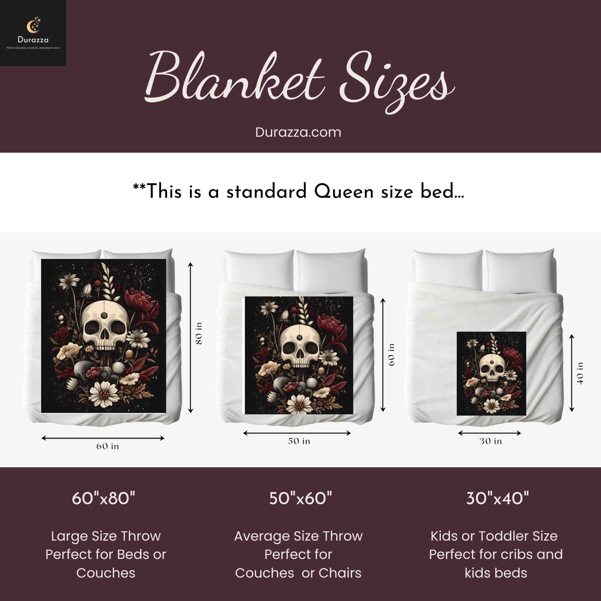 Botanical Throw Blanket: Gothic Horror | Blooming Skull