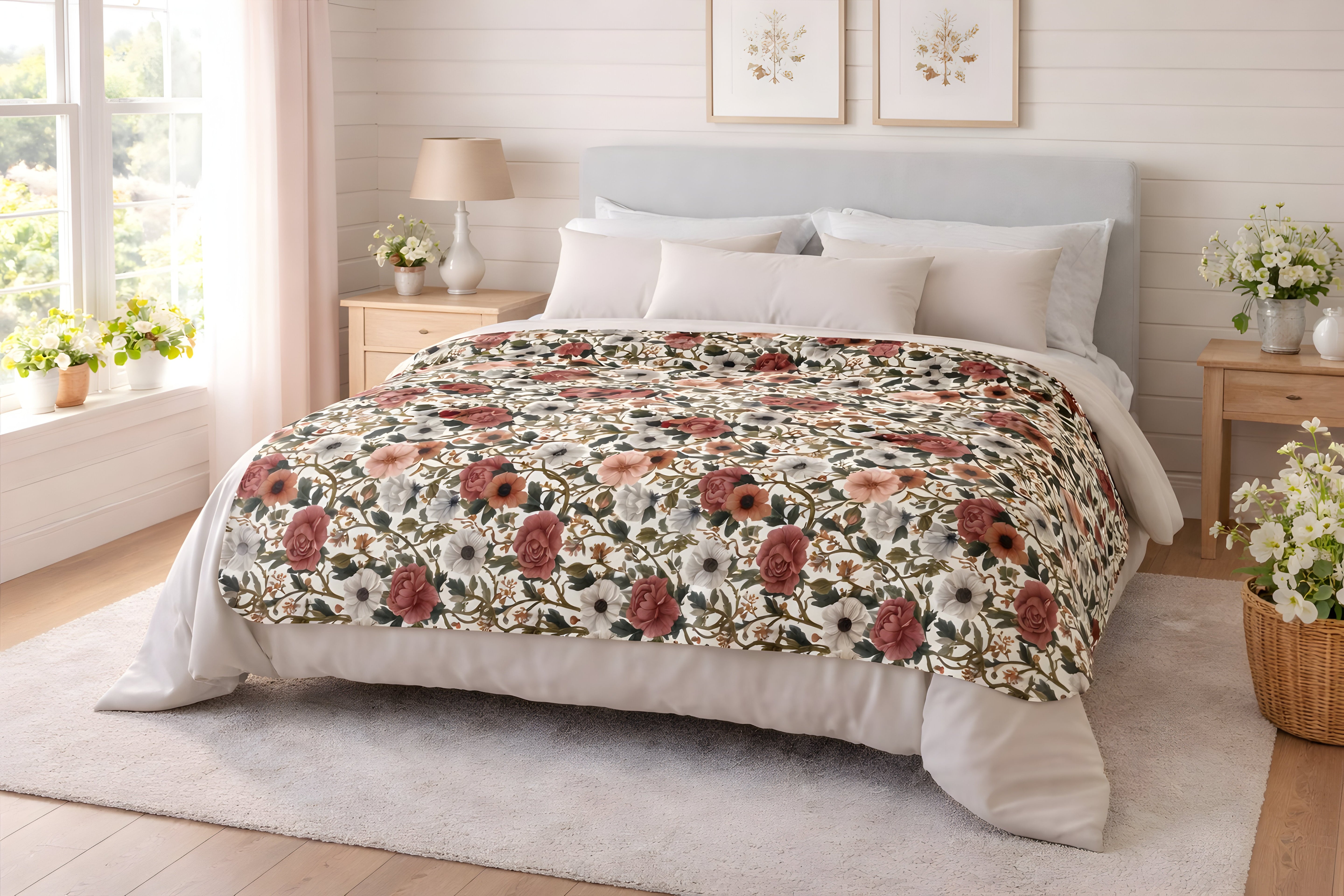 Cottage Floral Minky Throw Blanket 50x60 | Wild Rosaria - Durazza