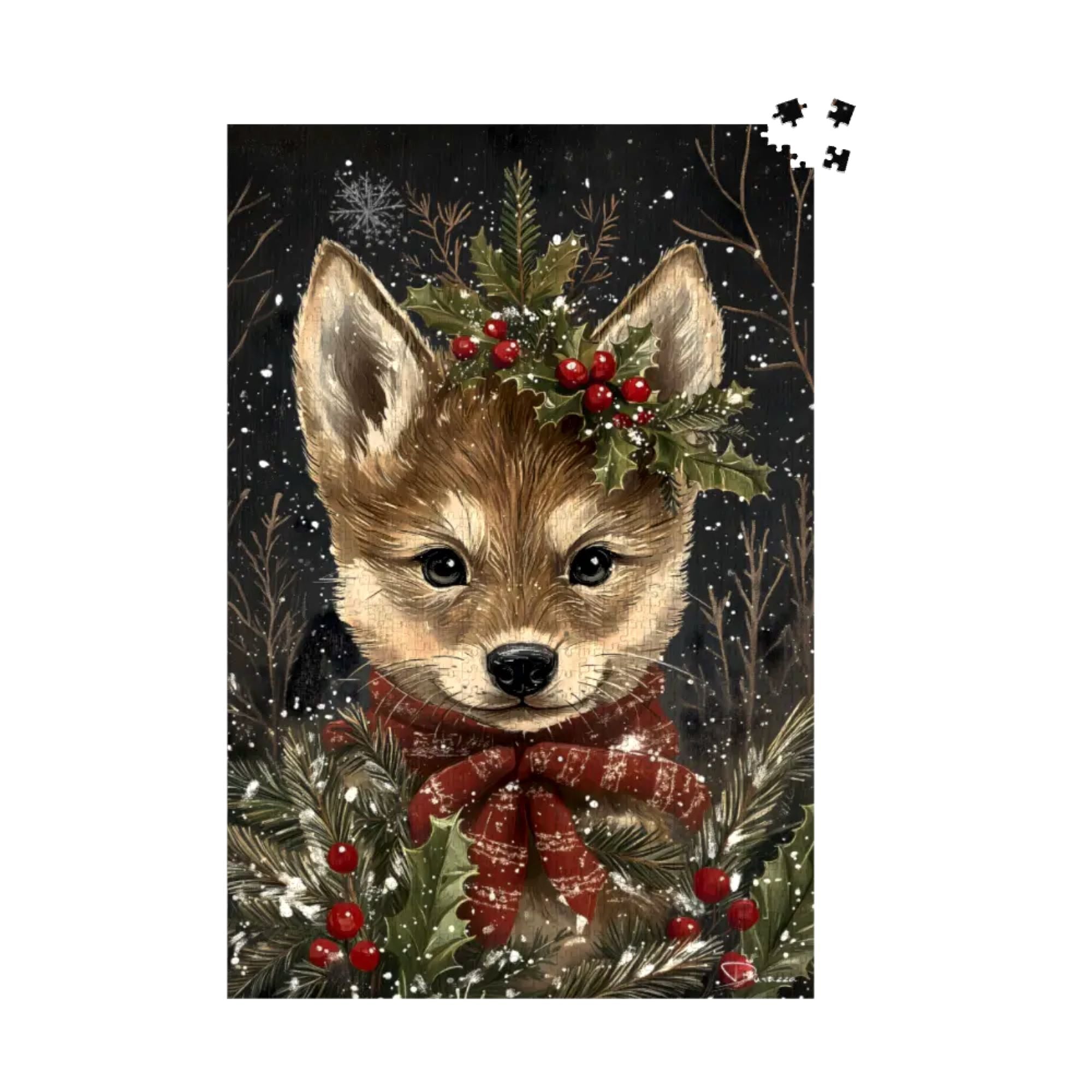 Baby Wolf Winter Tale Jigsaw Puzzle 500 or 1000 Piece