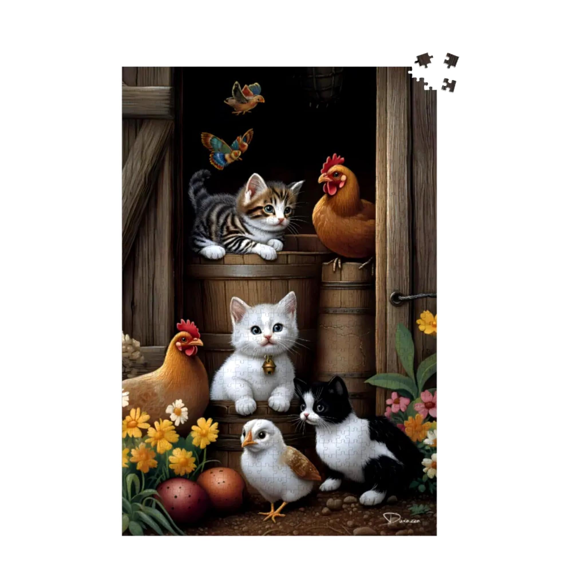 Farm Kitten Jigsaw Puzzle - Rustic Barnyard | Barrel Buddies