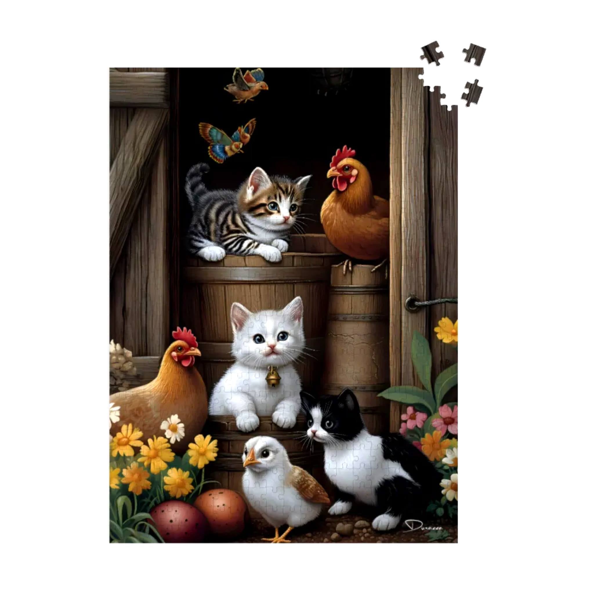 Farm Kitten Jigsaw Puzzle - Rustic Barnyard | Barrel Buddies