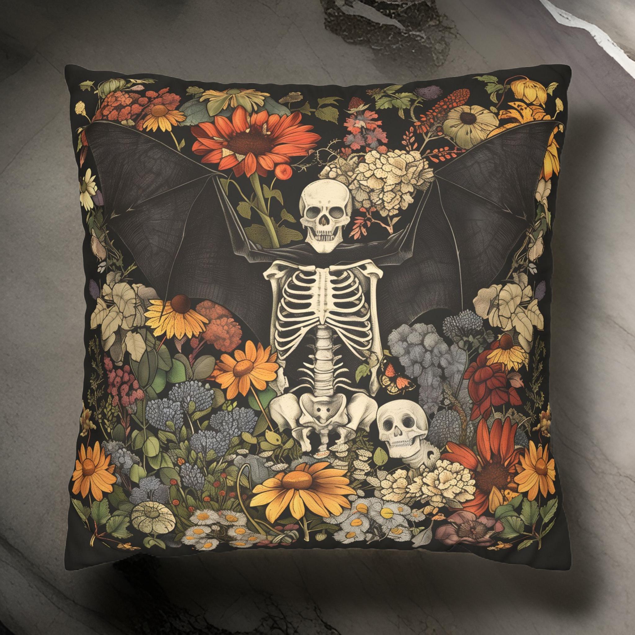 Bat Skeleton Pillow – Gothic Halloween Decor | Midnight Wings