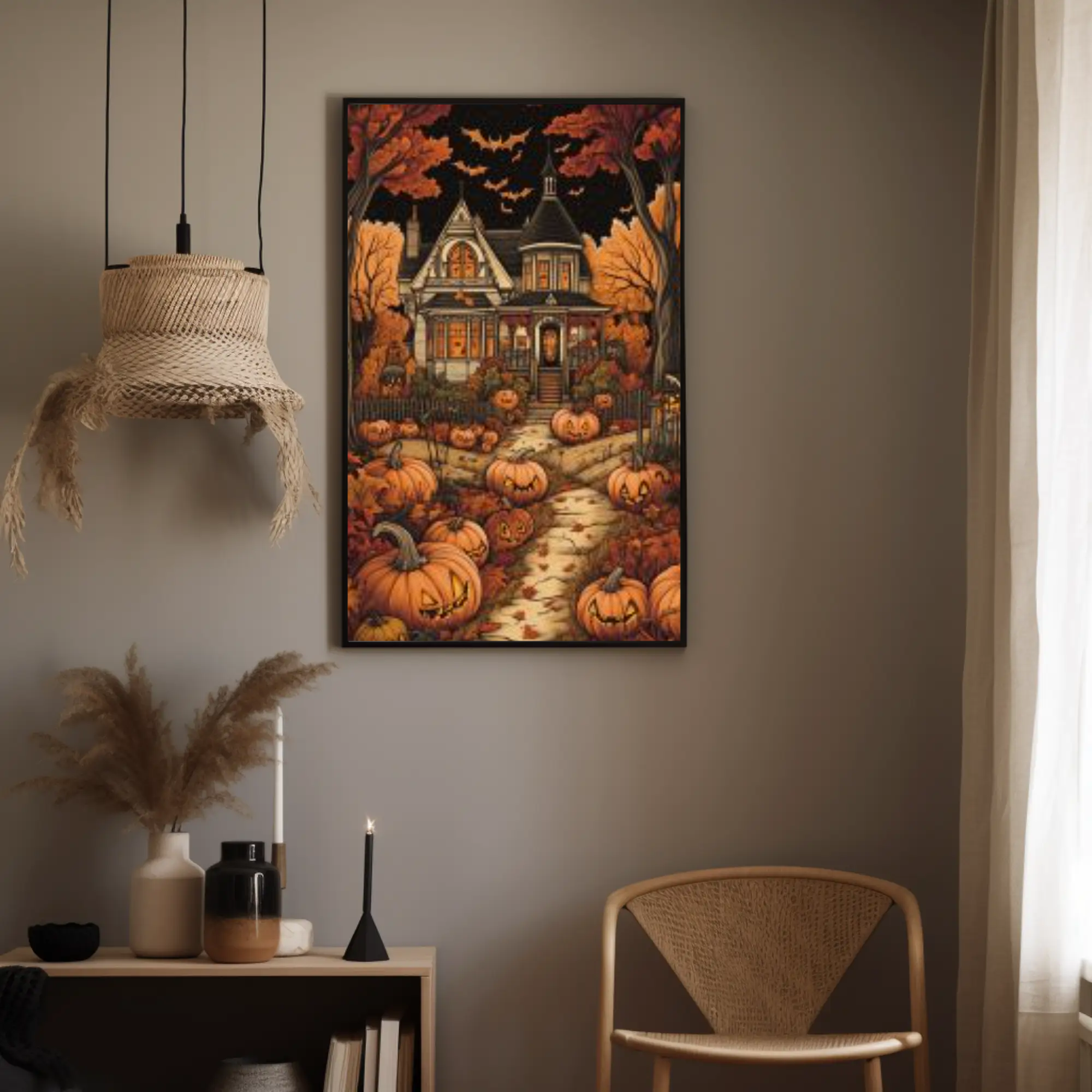 Halloween Wall Art - Gothic Victorian House | Batty Manor