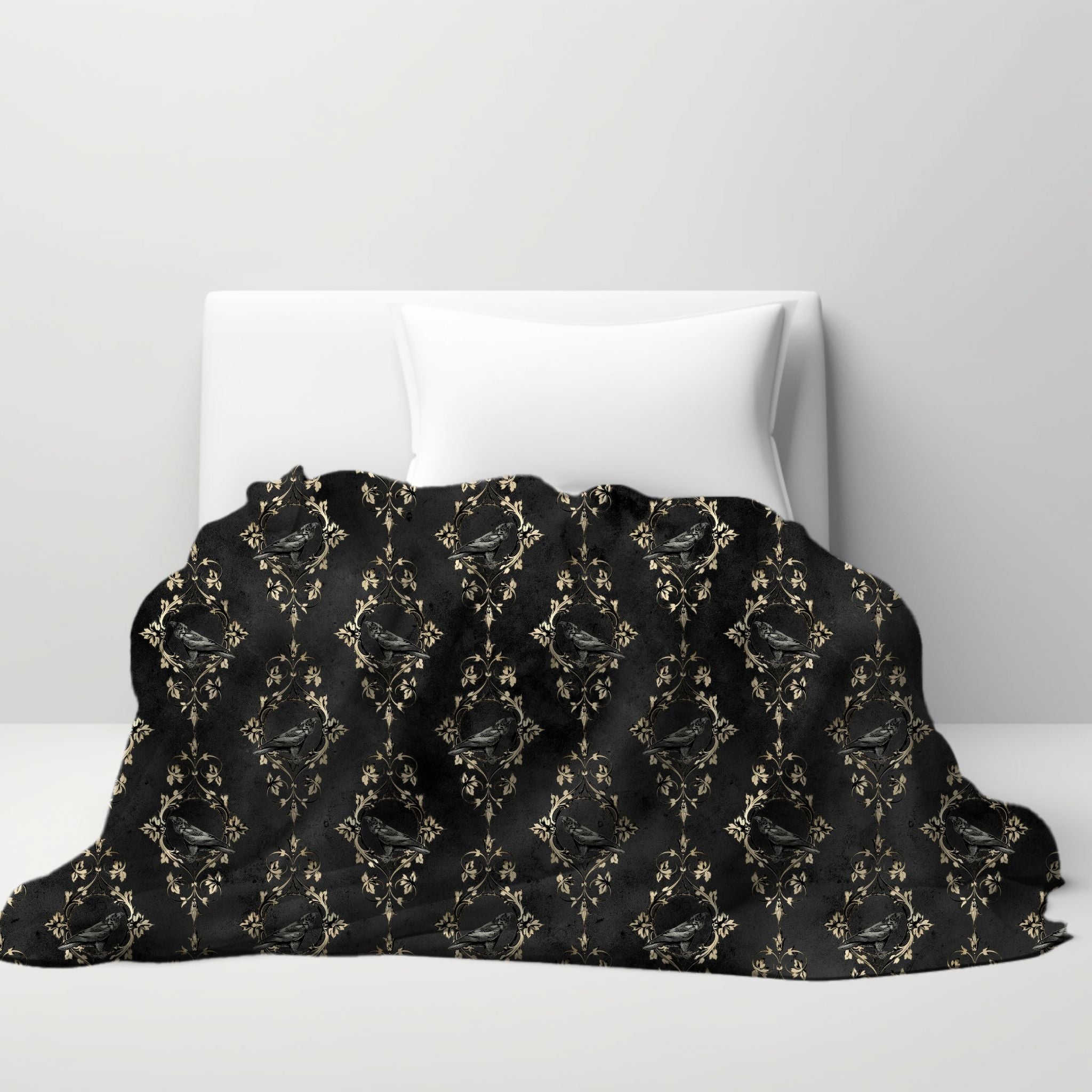 Raven Throw Blanket – Gothic Living Room Accent | Black Raven