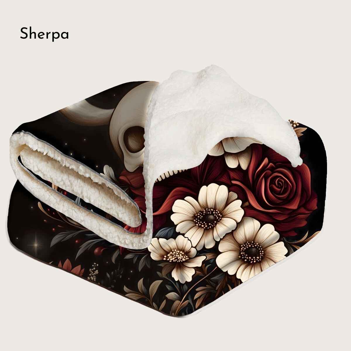 Dark Romantic Blanket - Floral Skull Throw | Twilight Vines