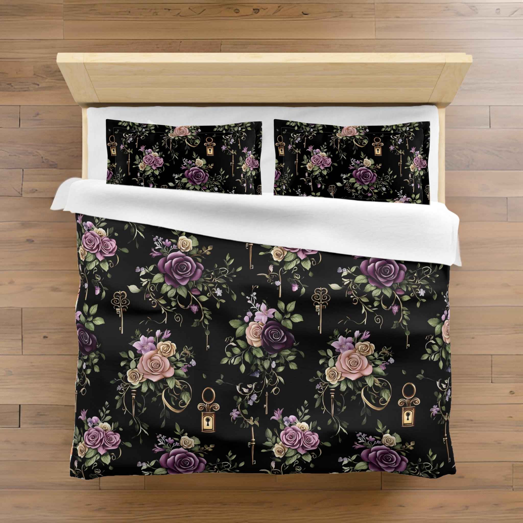 Rose Duvet Cover – Gothic Dark Academia Bedding | Bloom Lock