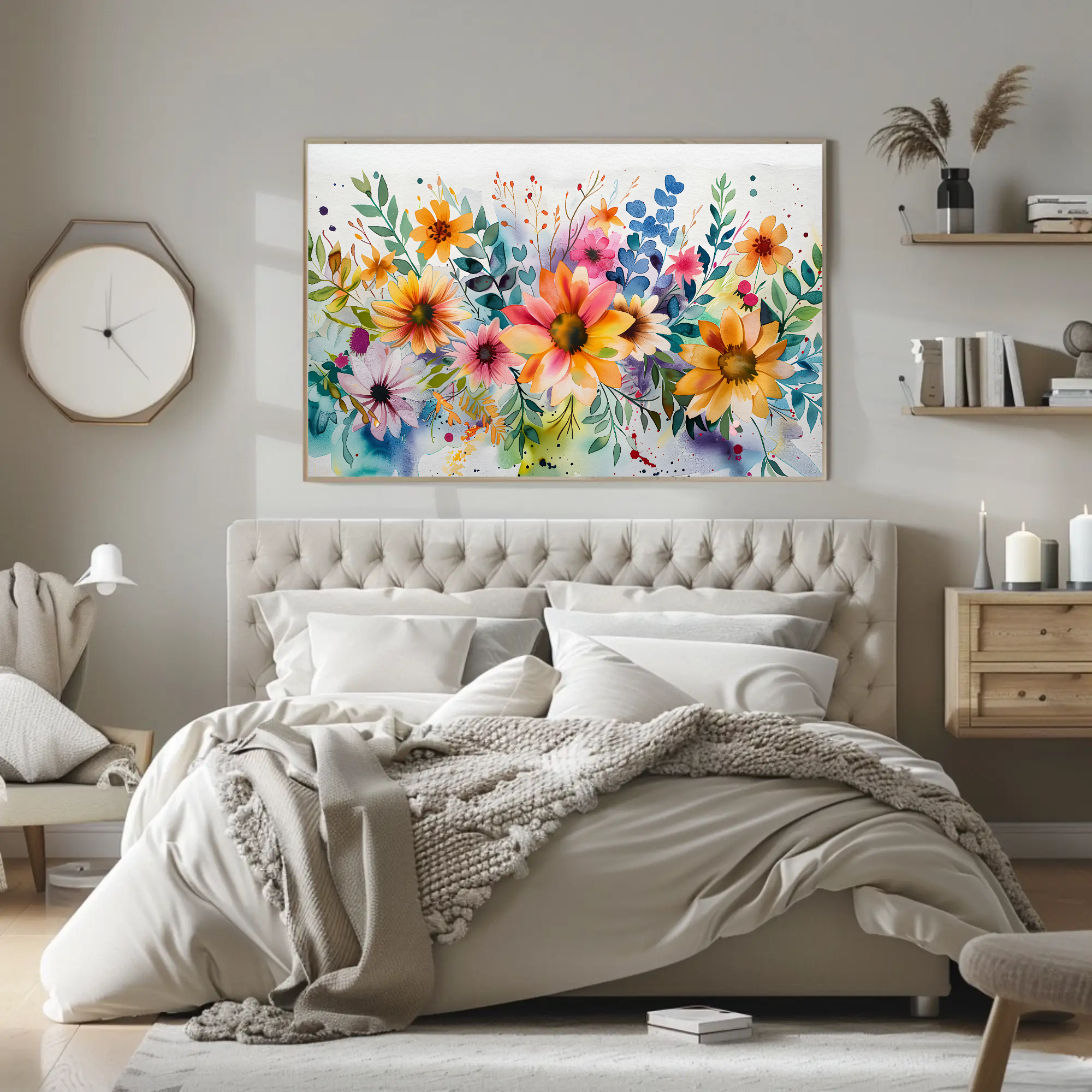 Blooming Beauty Wall Art: Watercolor Floral
