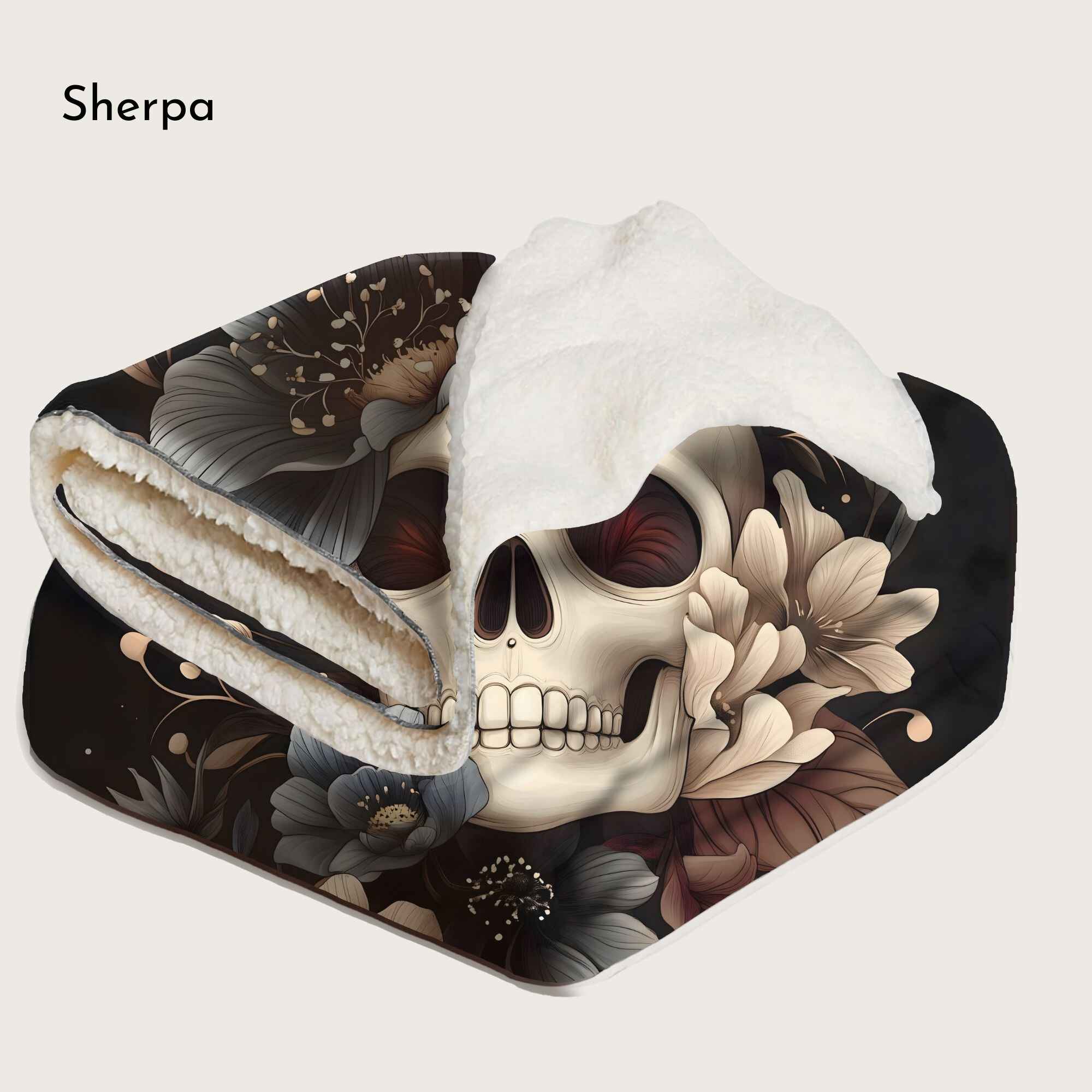 Skull Throw Blanket: Gothic Bohemian Decor | Blue Blossom