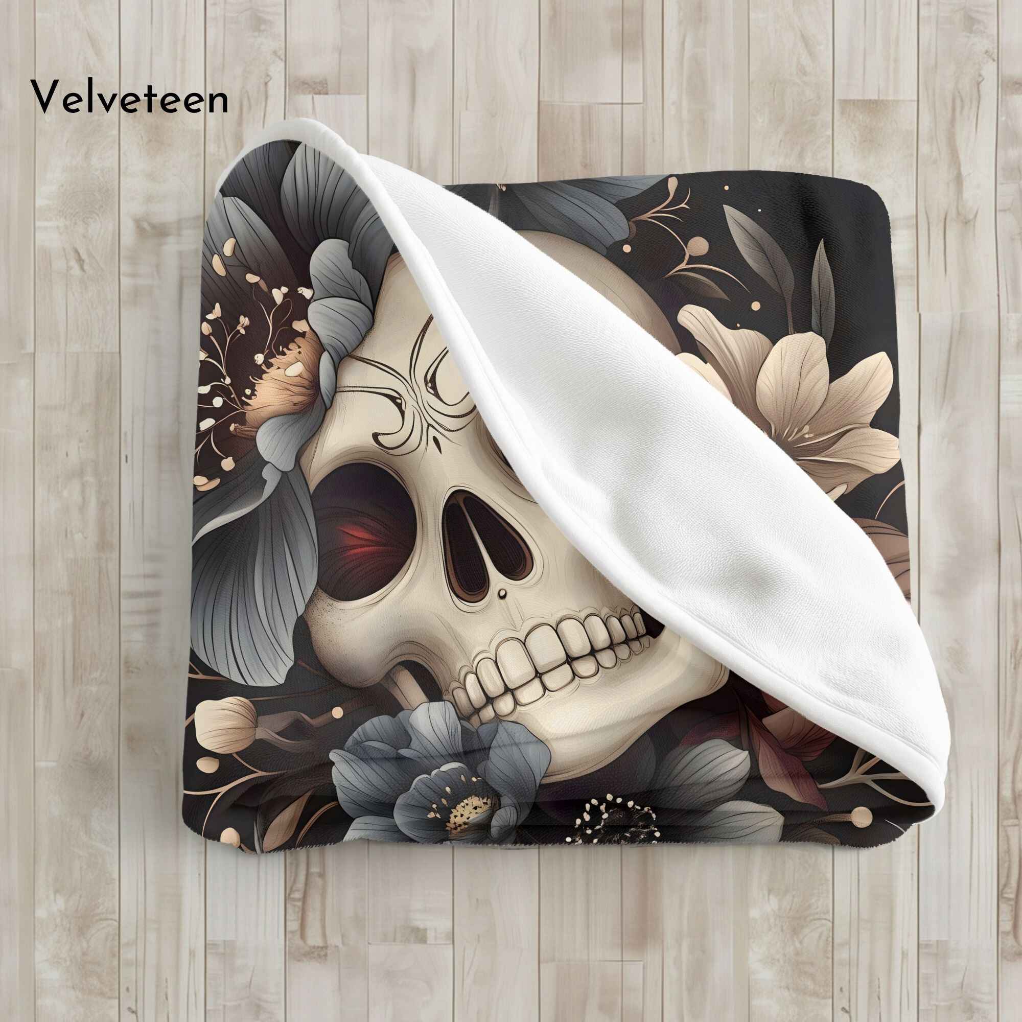Skull Throw Blanket: Gothic Bohemian Decor | Blue Blossom