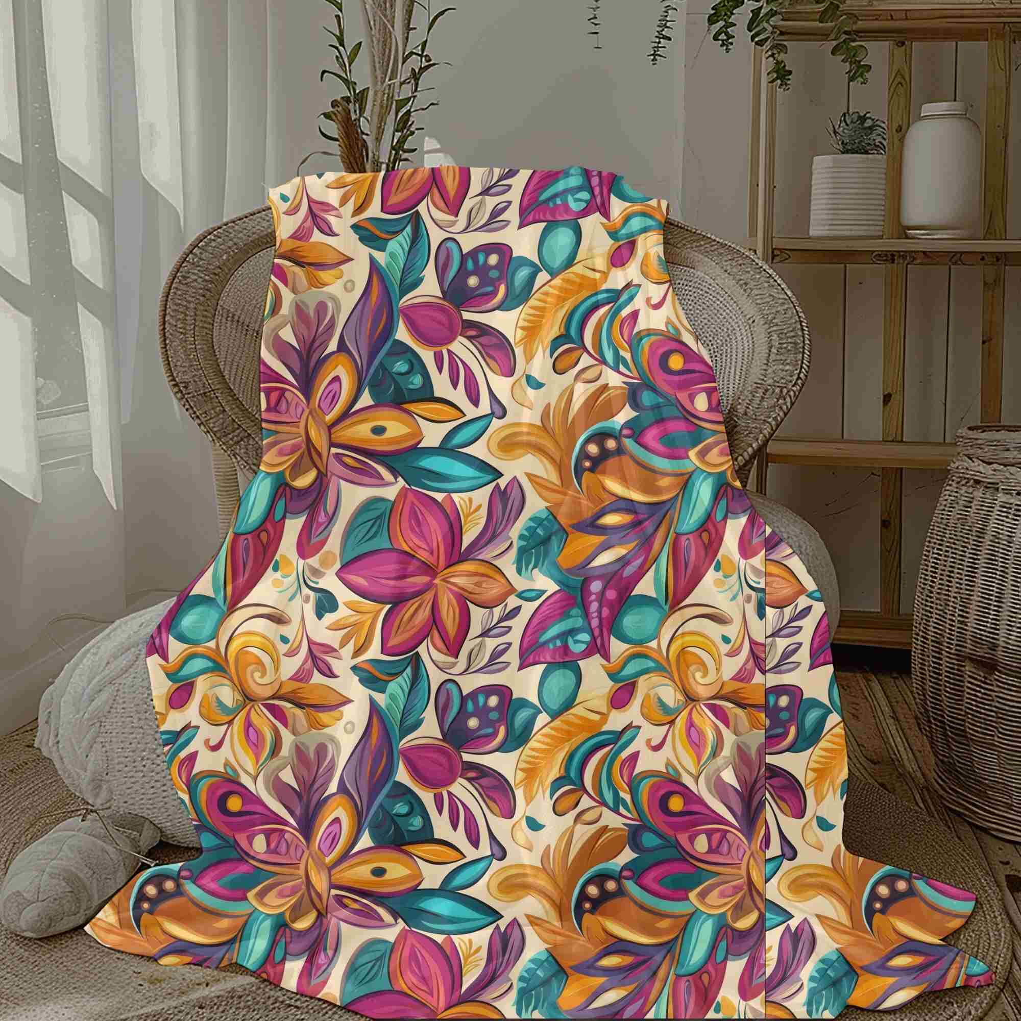Eclectic Throw Blanket – Vibrant Decor | Boho Botanica