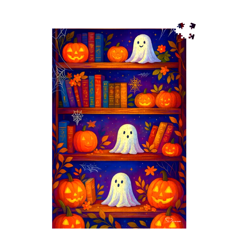 Ghost Puzzle – Halloween Bookshelf Scene | Boo & Browse