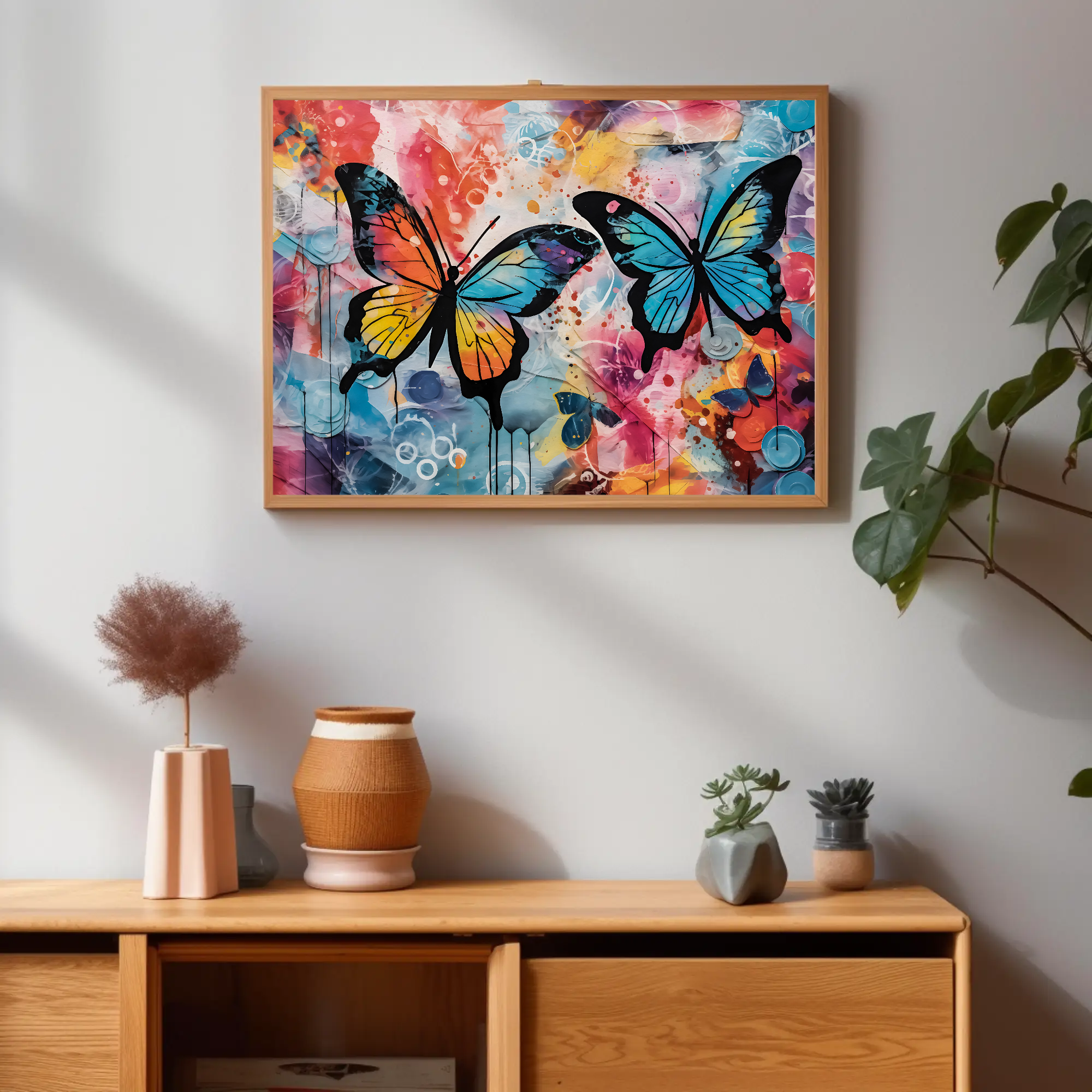 Butterfly Burst Wall Art: Vibrant Watercolor Painting