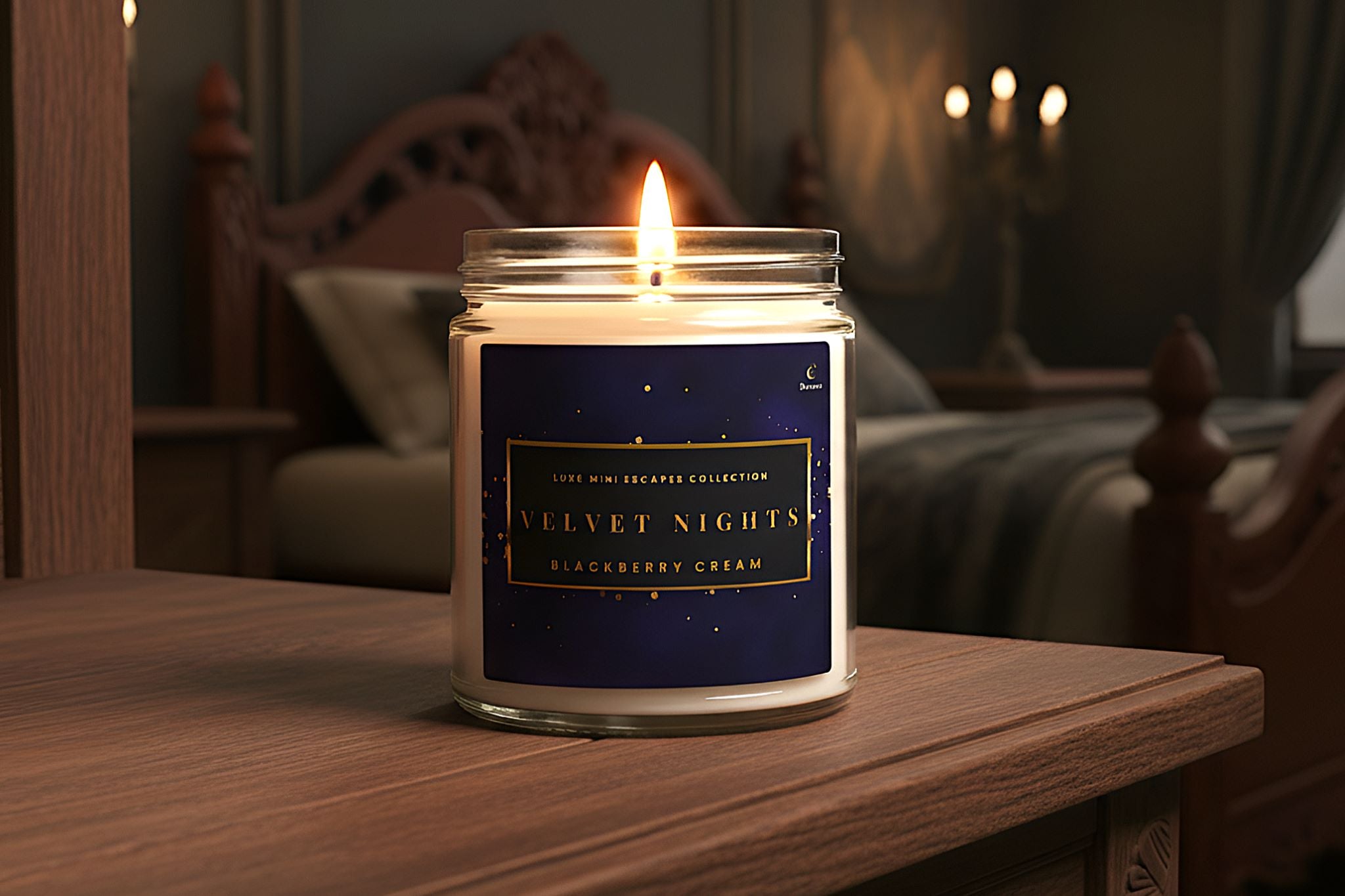 Blackberry Cream Candle 9 oz Glass Jar | Velvet Nights - Durazza