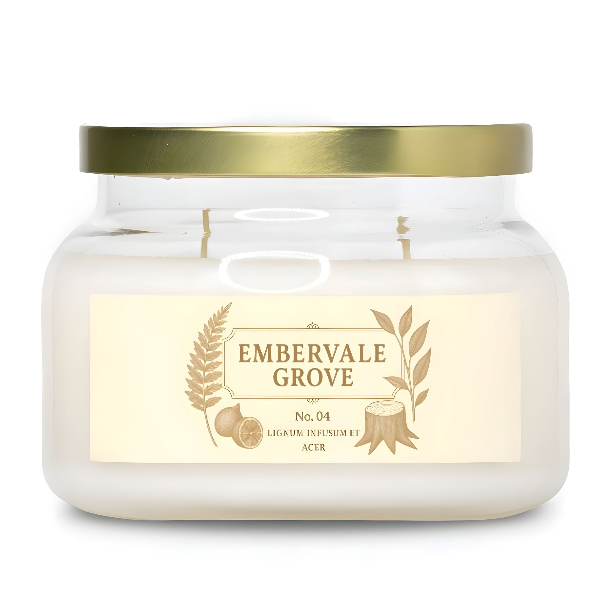 Earthy and Woody Amber Scented Candle in a 12 oz jar with double wicks.
