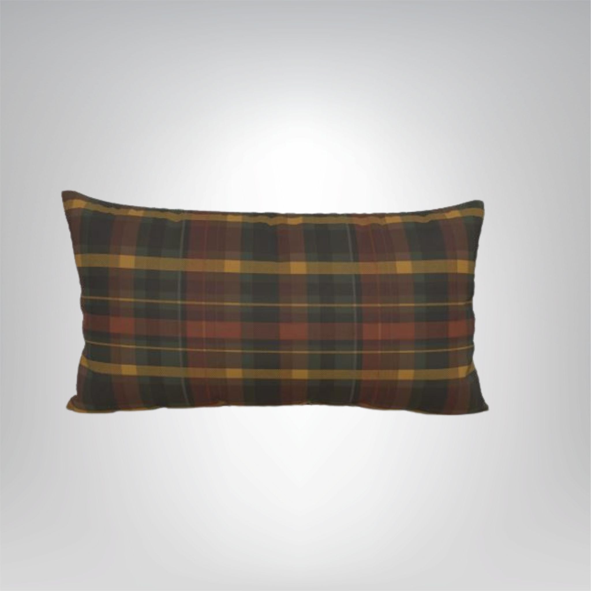 Plaid patterned pillow on a plain background