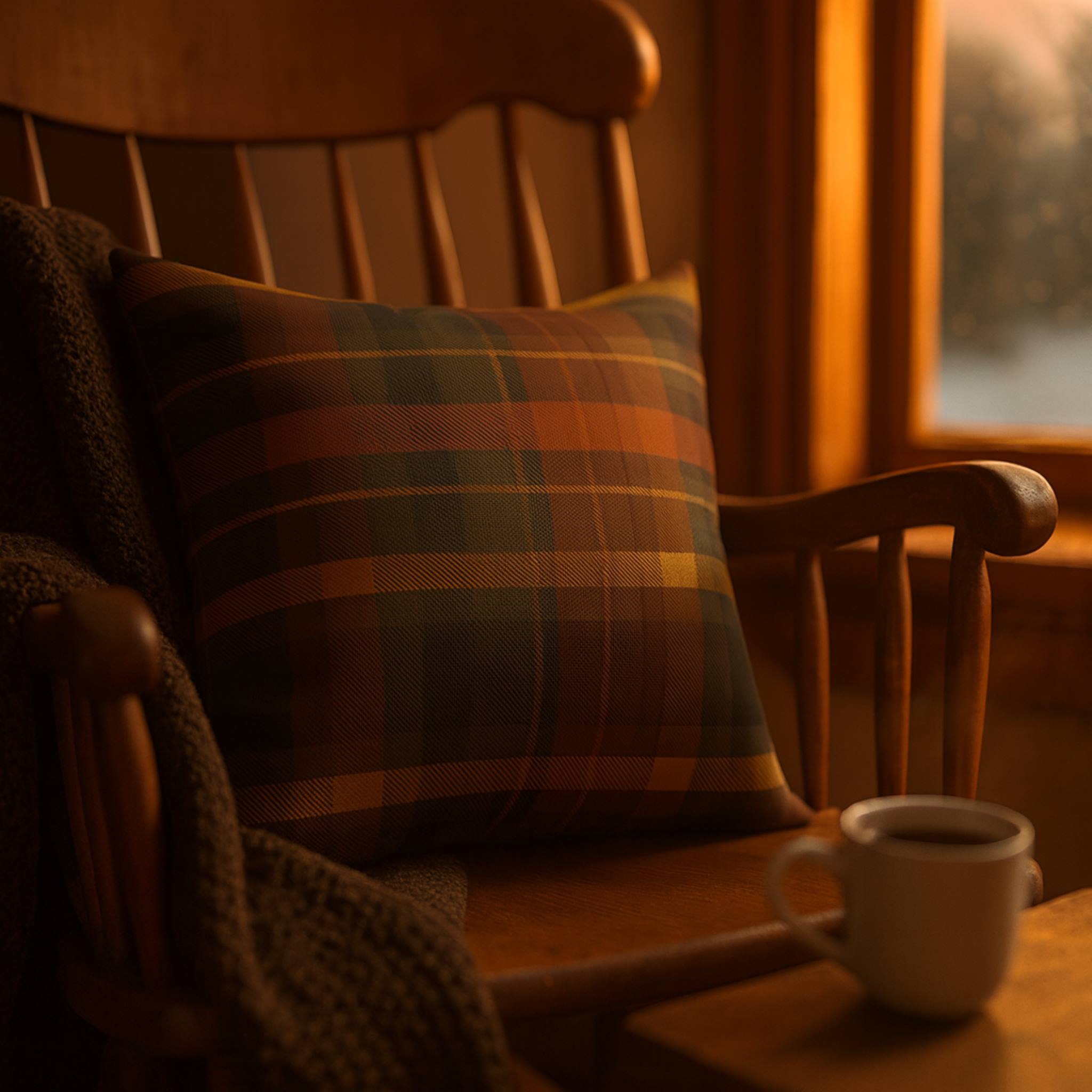 Plaid Throw Pillow – Woven Rustic Cushion | Cabin Check