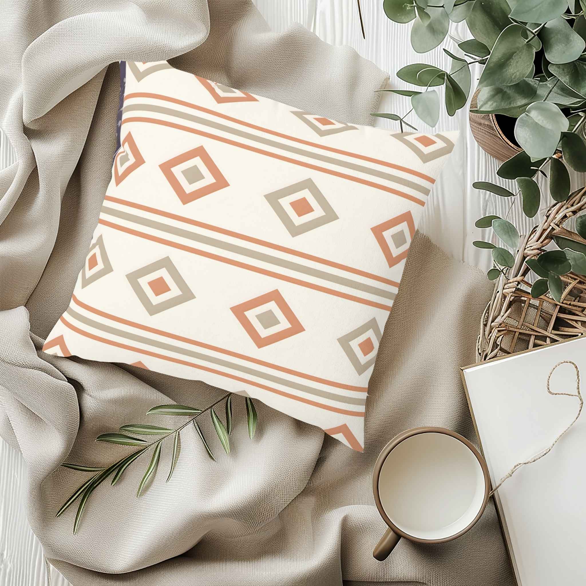 Geometric Throw Pillow – Warm Toned Decor | Canyon Clay